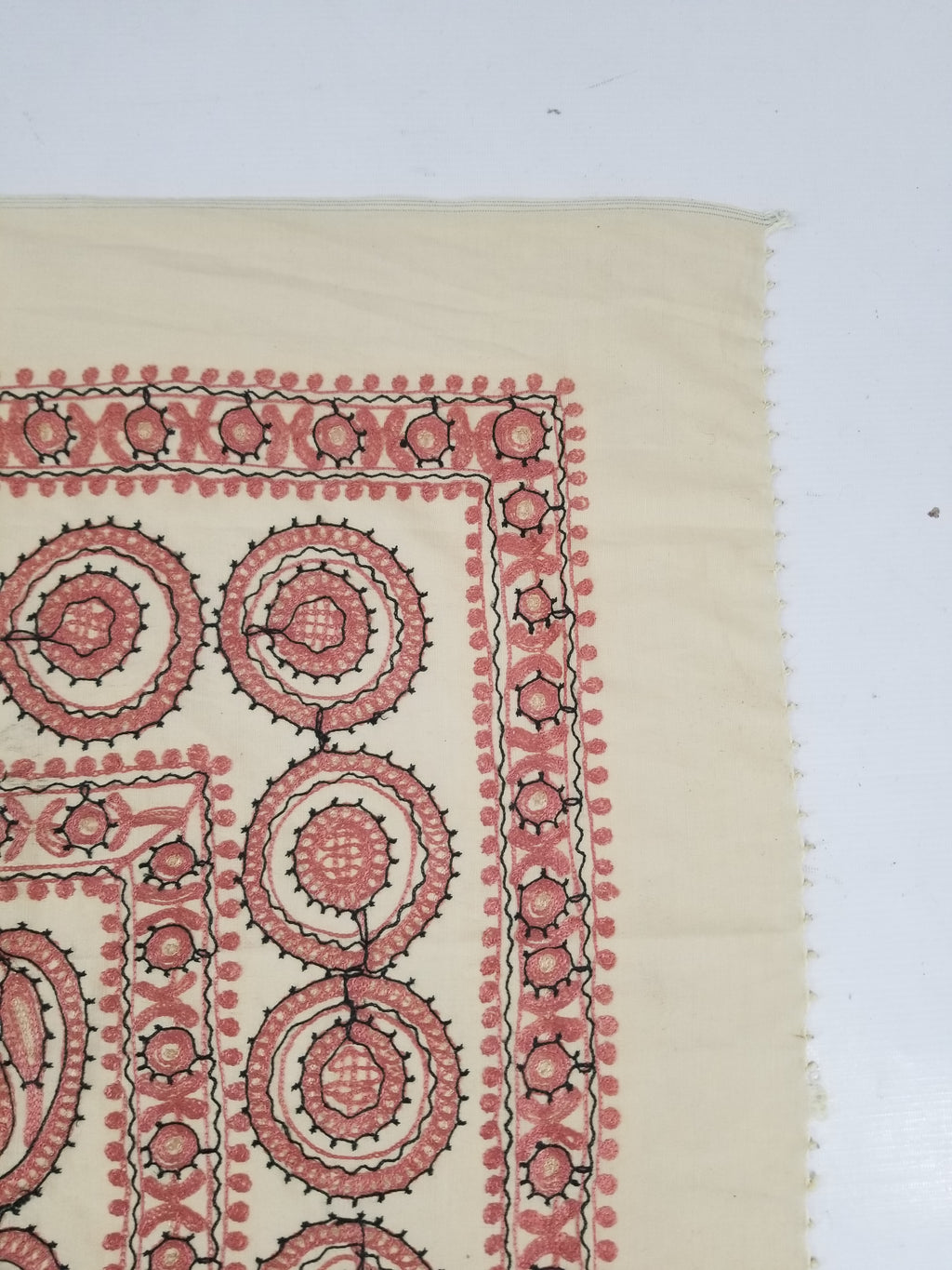 Antique Traditional Syrian Hand Embroidery Floral & Paisley Tablecloth 162x152cm