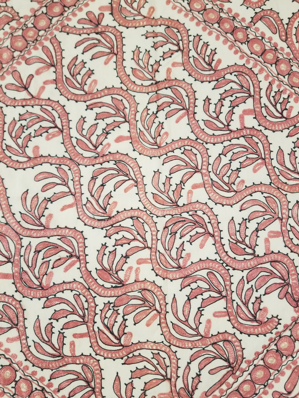 Antique Traditional Syrian Hand Embroidery Floral & Paisley Tablecloth 162x152cm