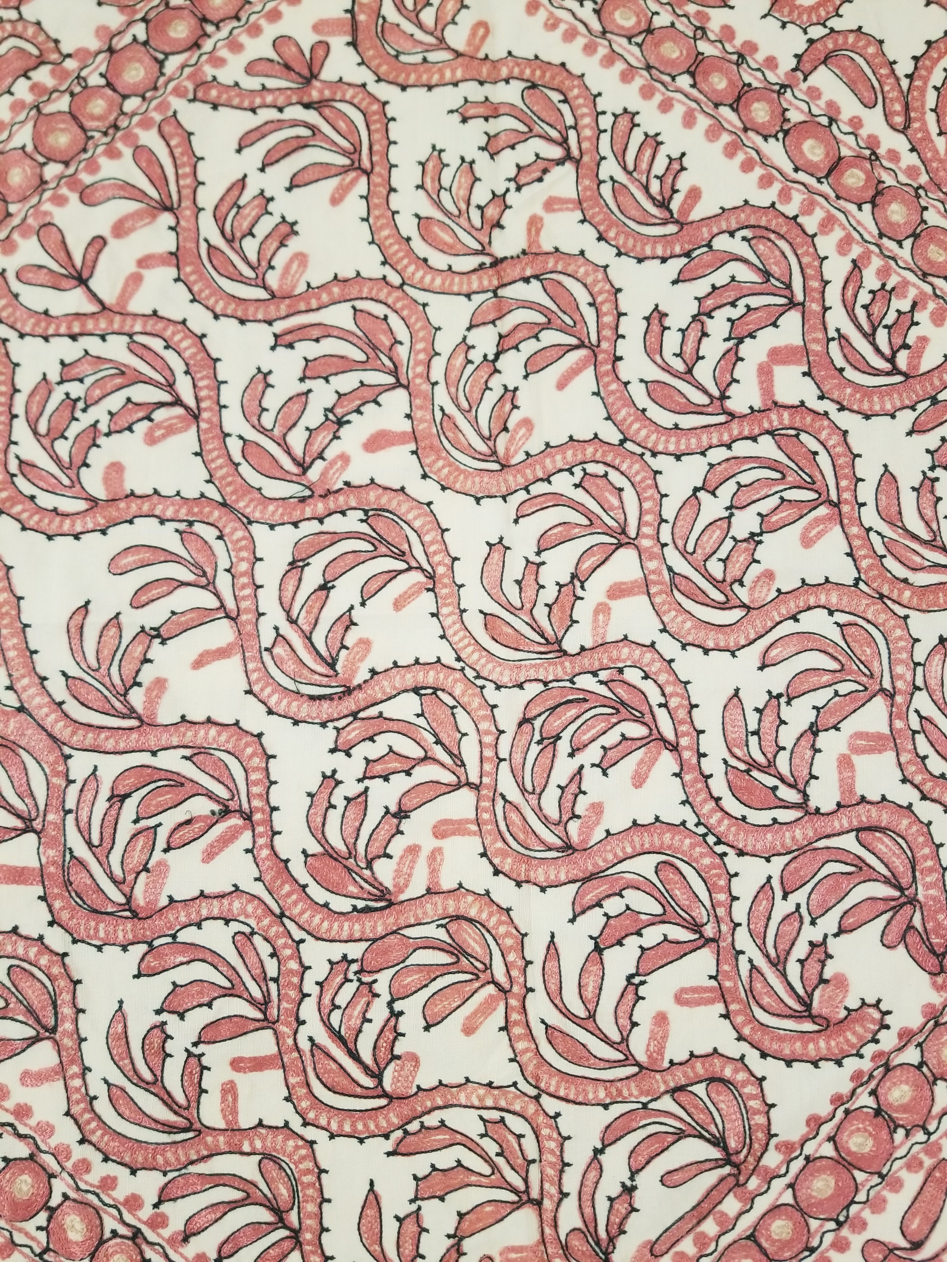 Antique Traditional Syrian Hand Embroidery Floral & Paisley Tablecloth 162x152cm