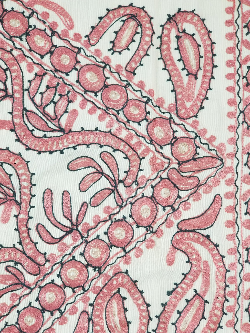 Antique Traditional Syrian Hand Embroidery Floral & Paisley Tablecloth 162x152cm