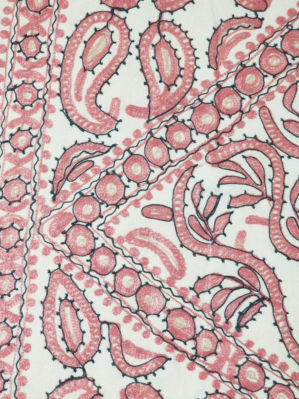 Antique Traditional Syrian Hand Embroidery Floral & Paisley Tablecloth 162x152cm