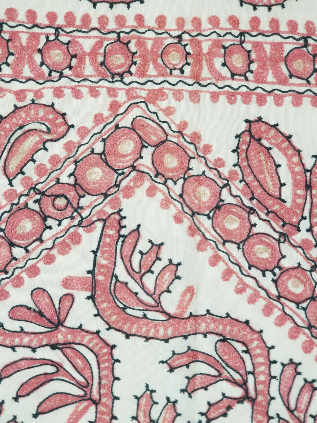 Antique Traditional Syrian Hand Embroidery Floral & Paisley Tablecloth 162x152cm