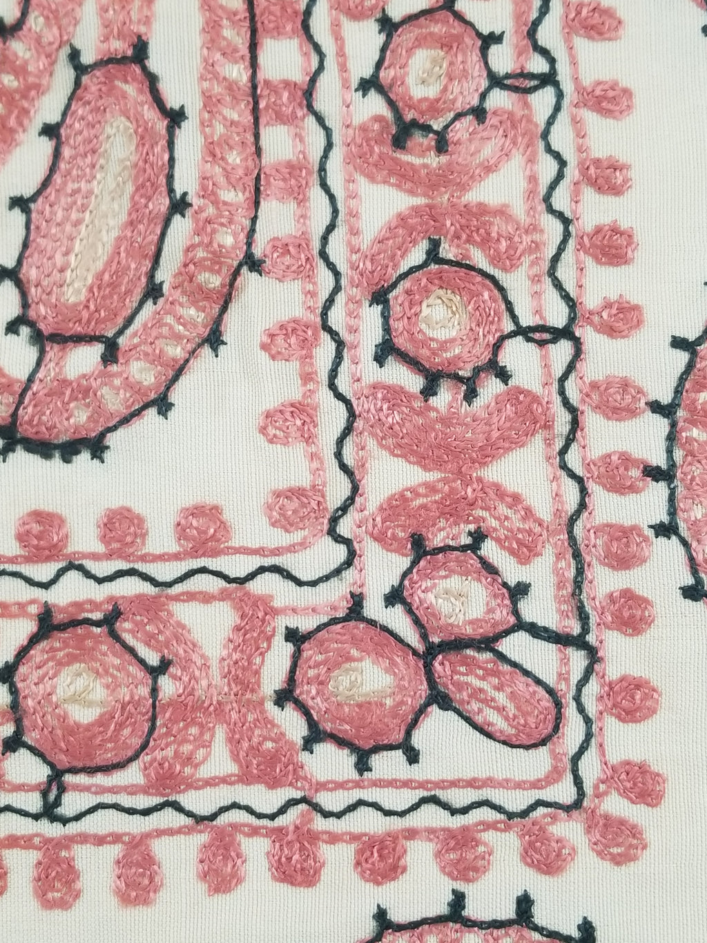 Antique Traditional Syrian Hand Embroidery Floral & Paisley Tablecloth 162x152cm