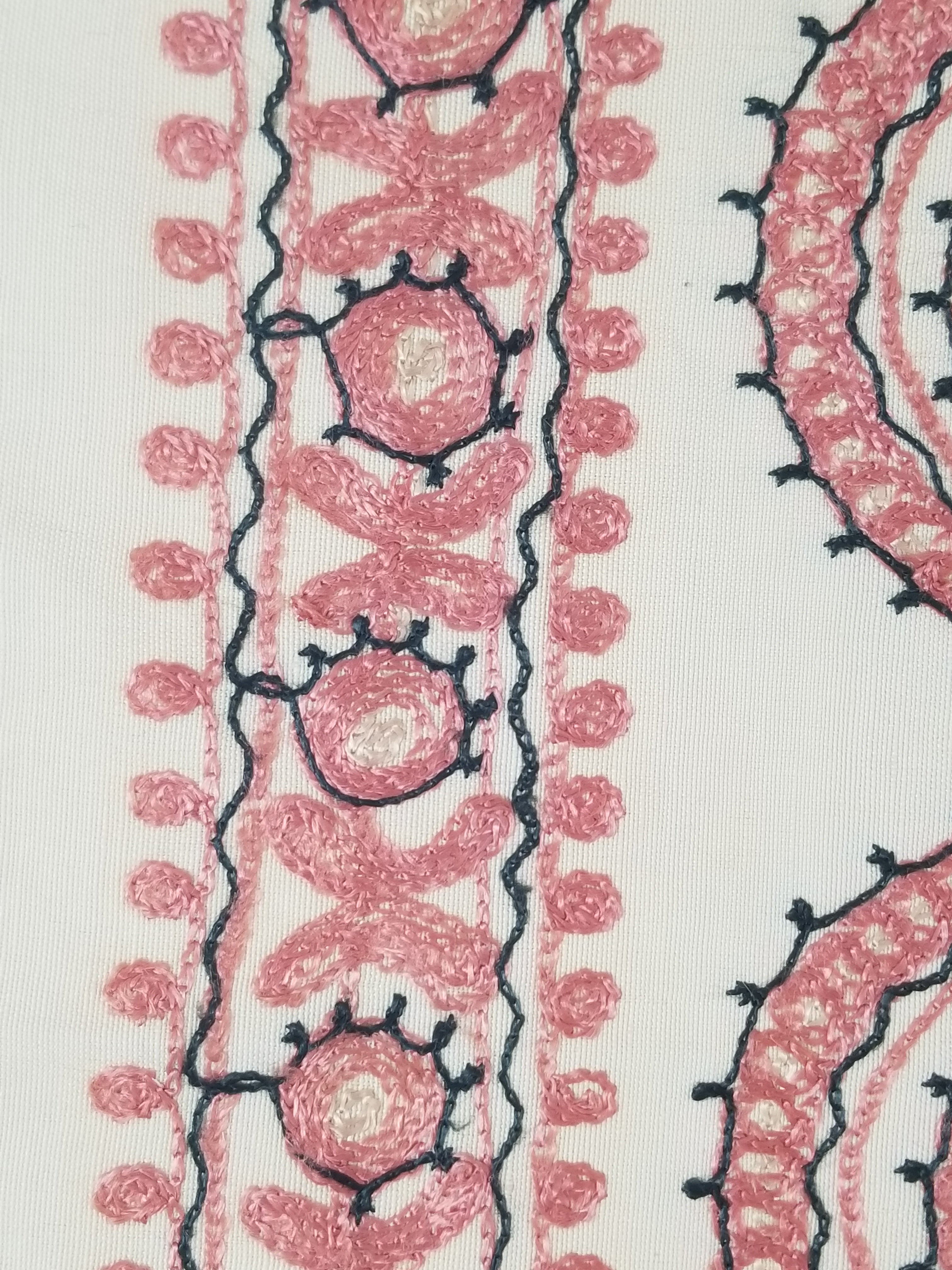 Antique Traditional Syrian Hand Embroidery Floral & Paisley Tablecloth 162x152cm