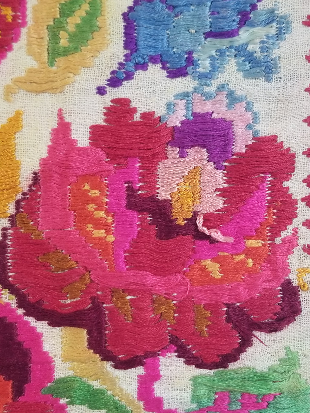 Antique Traditional Hungarian Hand Embroidered Floral Folk Art Textile 158x65cm