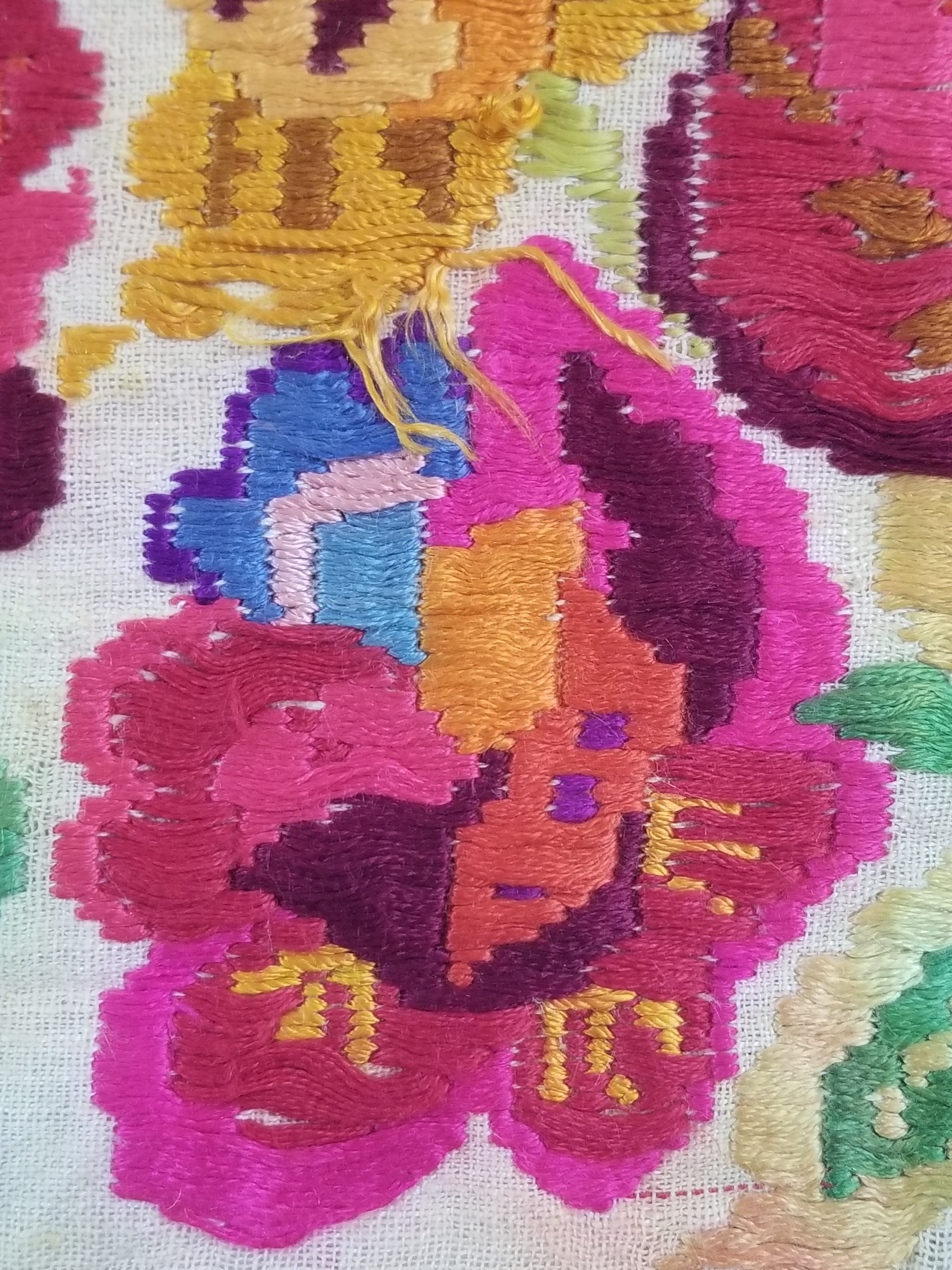 Antique Traditional Hungarian Hand Embroidered Floral Folk Art Textile 158x65cm