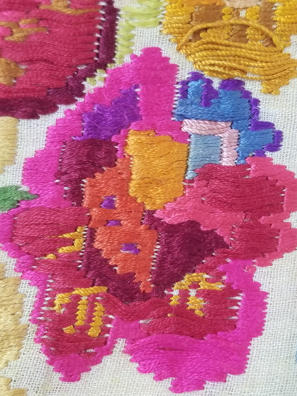 Antique Traditional Hungarian Hand Embroidered Floral Folk Art Textile 158x65cm