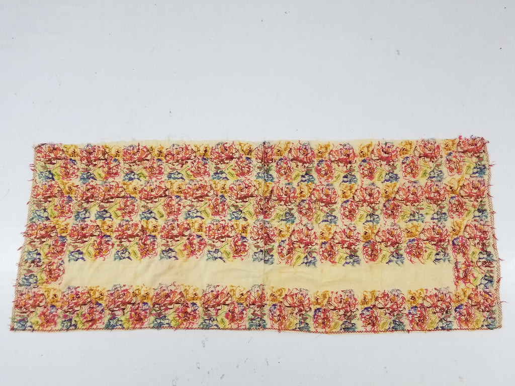 Antique Traditional Hungarian Hand Embroidered Floral Folk Art Textile 158x65cm