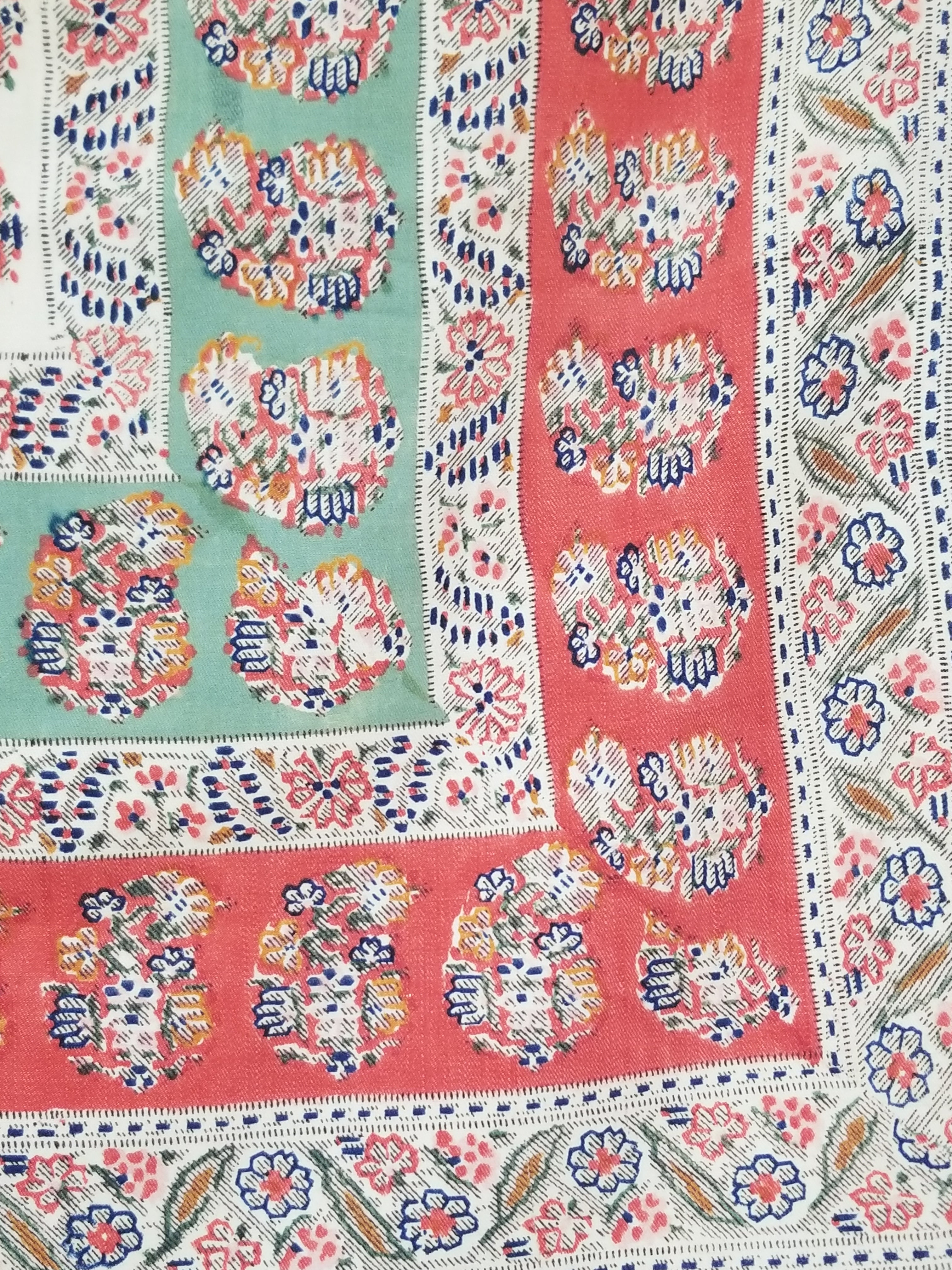 Antique Traditional Hand Block Printed Paisley Woolen Shawl 128x124cm