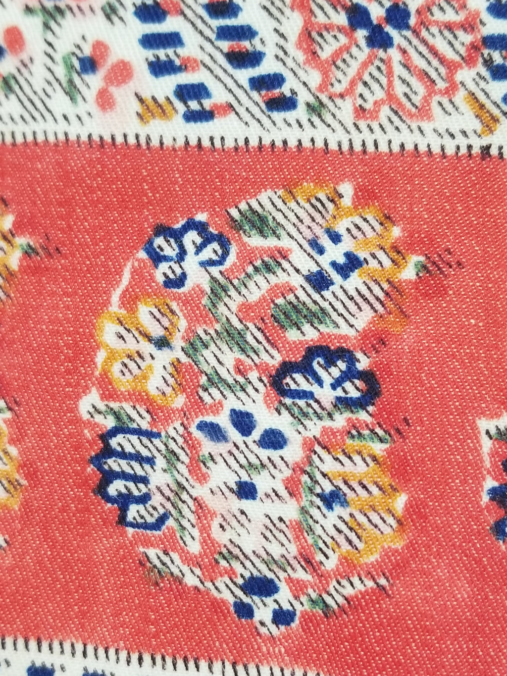 Antique Traditional Hand Block Printed Paisley Woolen Shawl 128x124cm