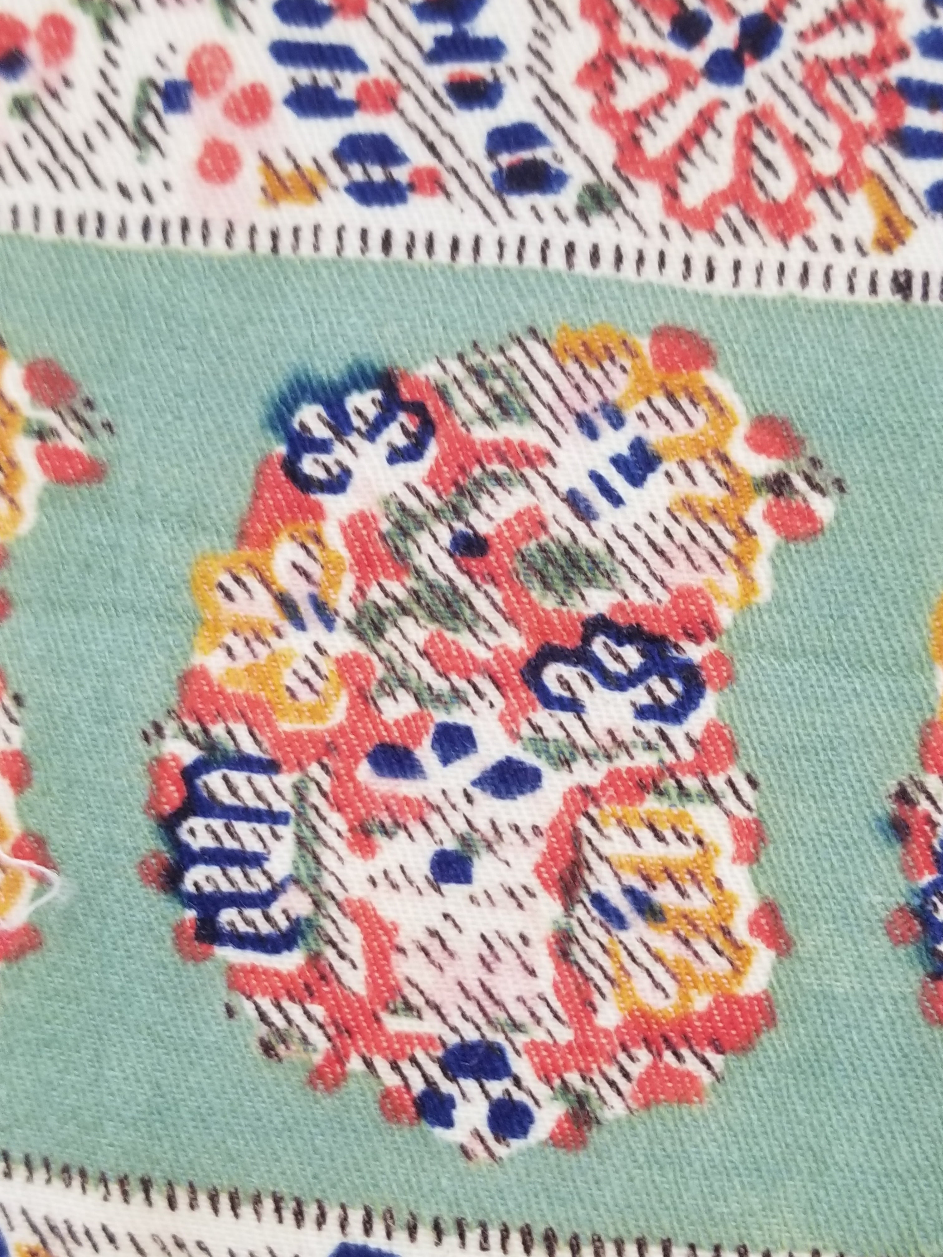 Antique Traditional Hand Block Printed Paisley Woolen Shawl 128x124cm