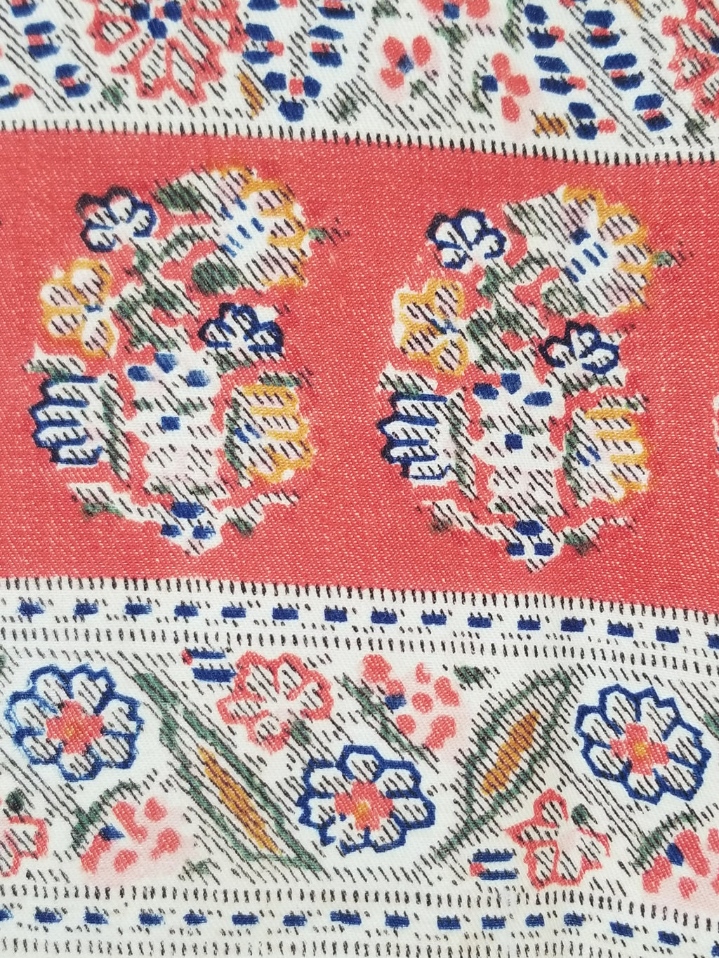 Antique Traditional Hand Block Printed Paisley Woolen Shawl 128x124cm