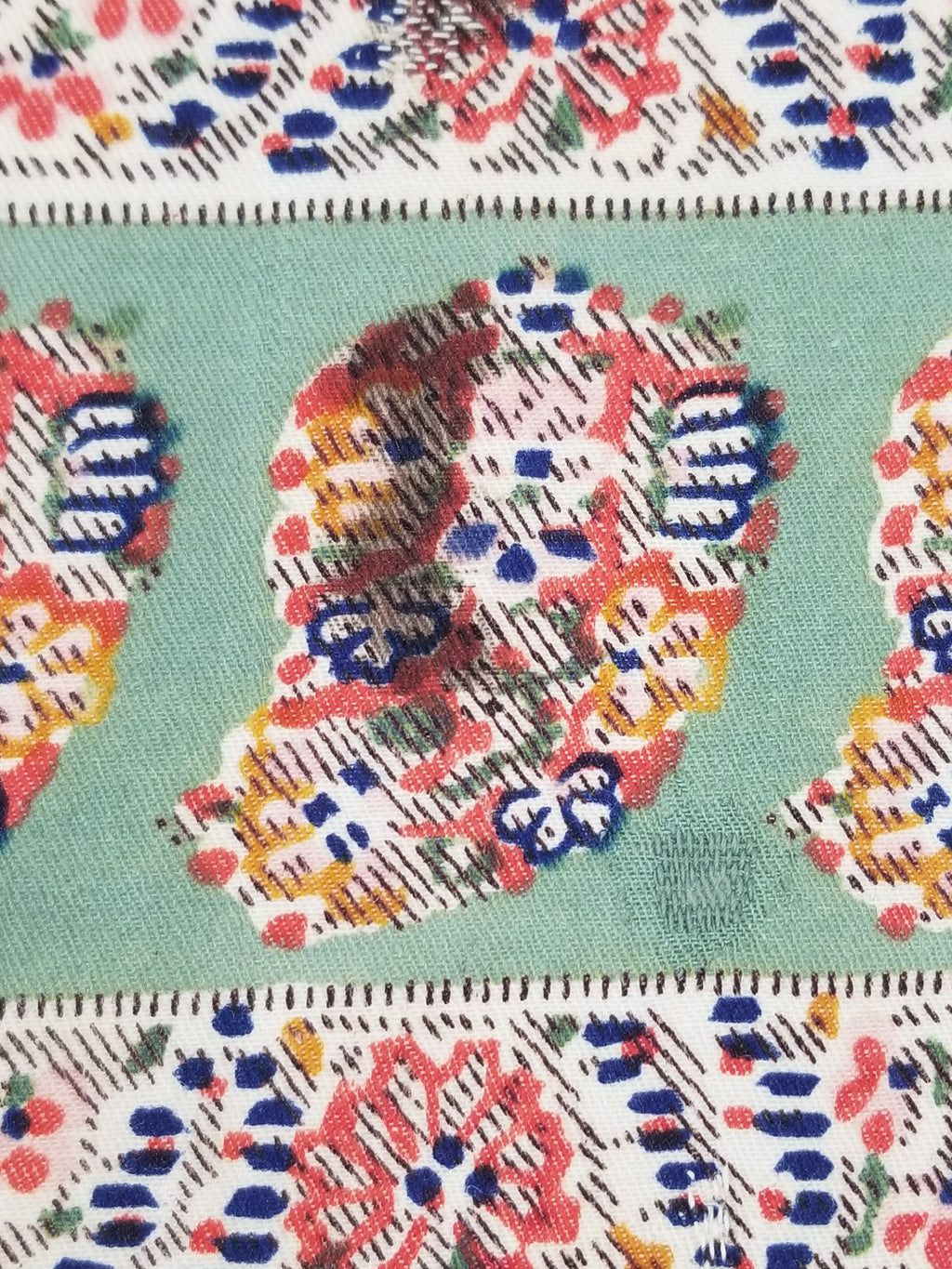 Antique Traditional Hand Block Printed Paisley Woolen Shawl 128x124cm