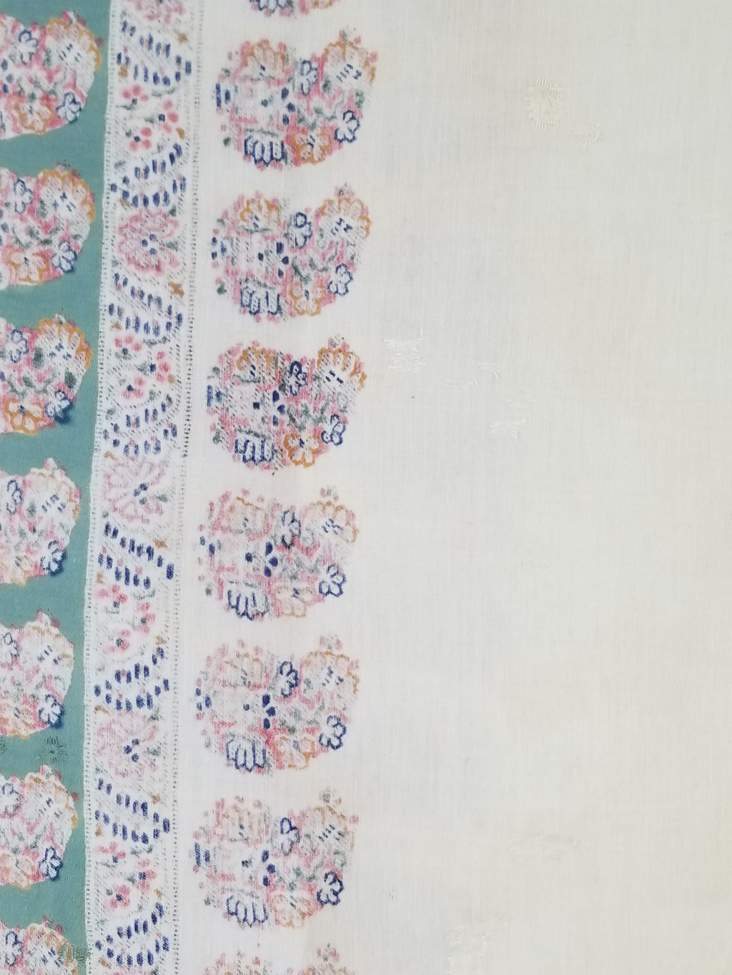 Antique Traditional Hand Block Printed Paisley Woolen Shawl 128x124cm