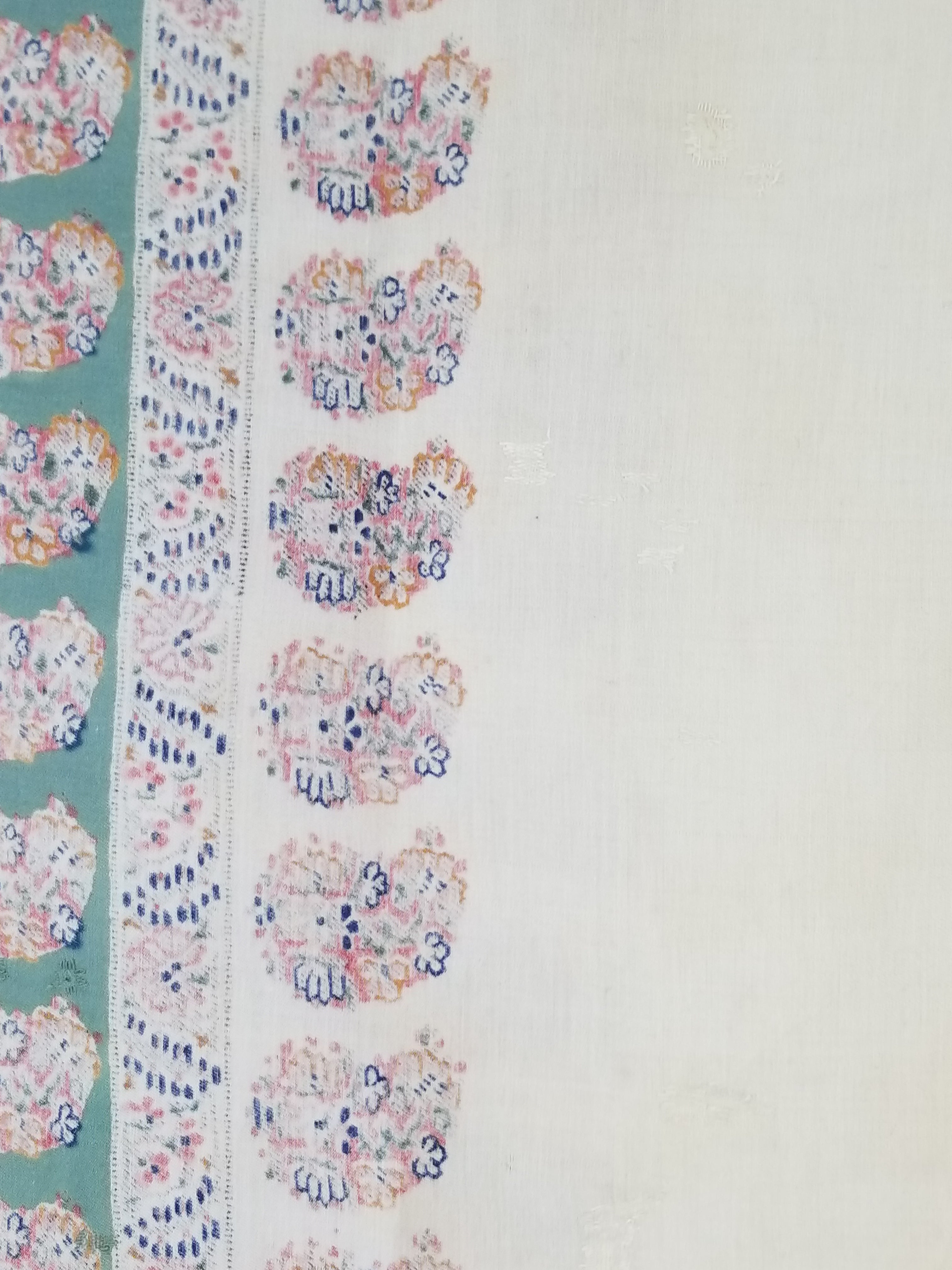 Antique Traditional Hand Block Printed Paisley Woolen Shawl 128x124cm