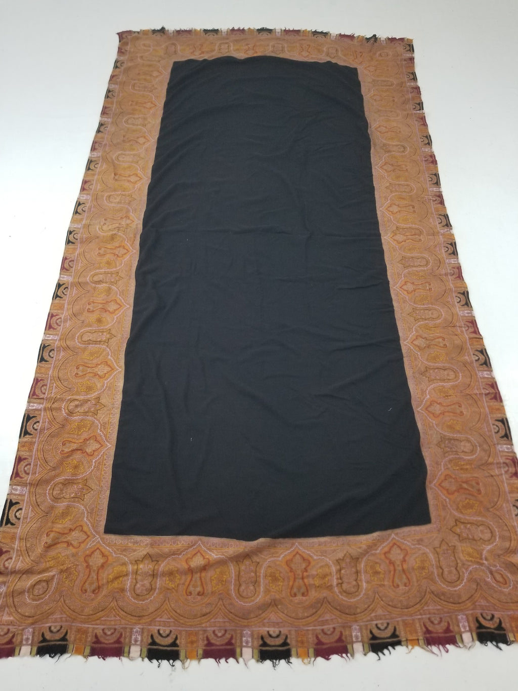 Antique 19thC Victorian Kashmiri Style Paisley Wool Shawl 275x148cm