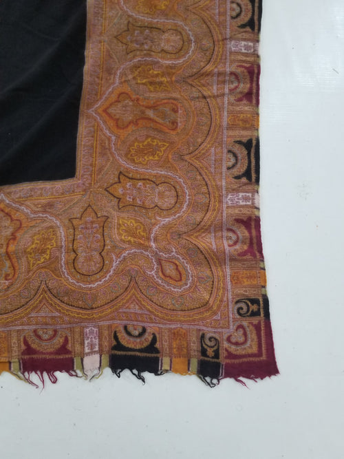 Antique 19thC Victorian Kashmiri Style Paisley Wool Shawl 275x148cm