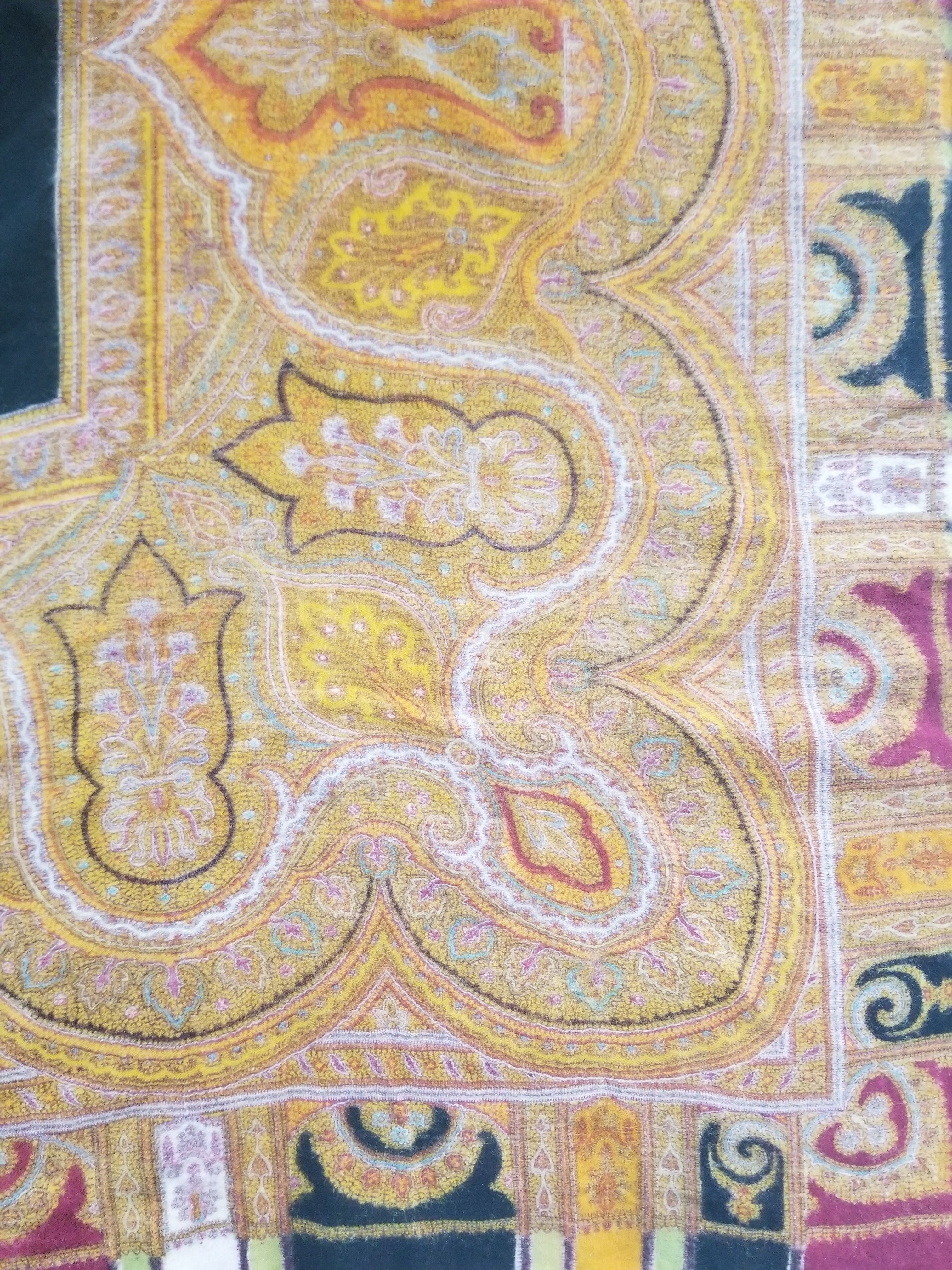 Antique 19thC Victorian Kashmiri Style Paisley Wool Shawl 275x148cm