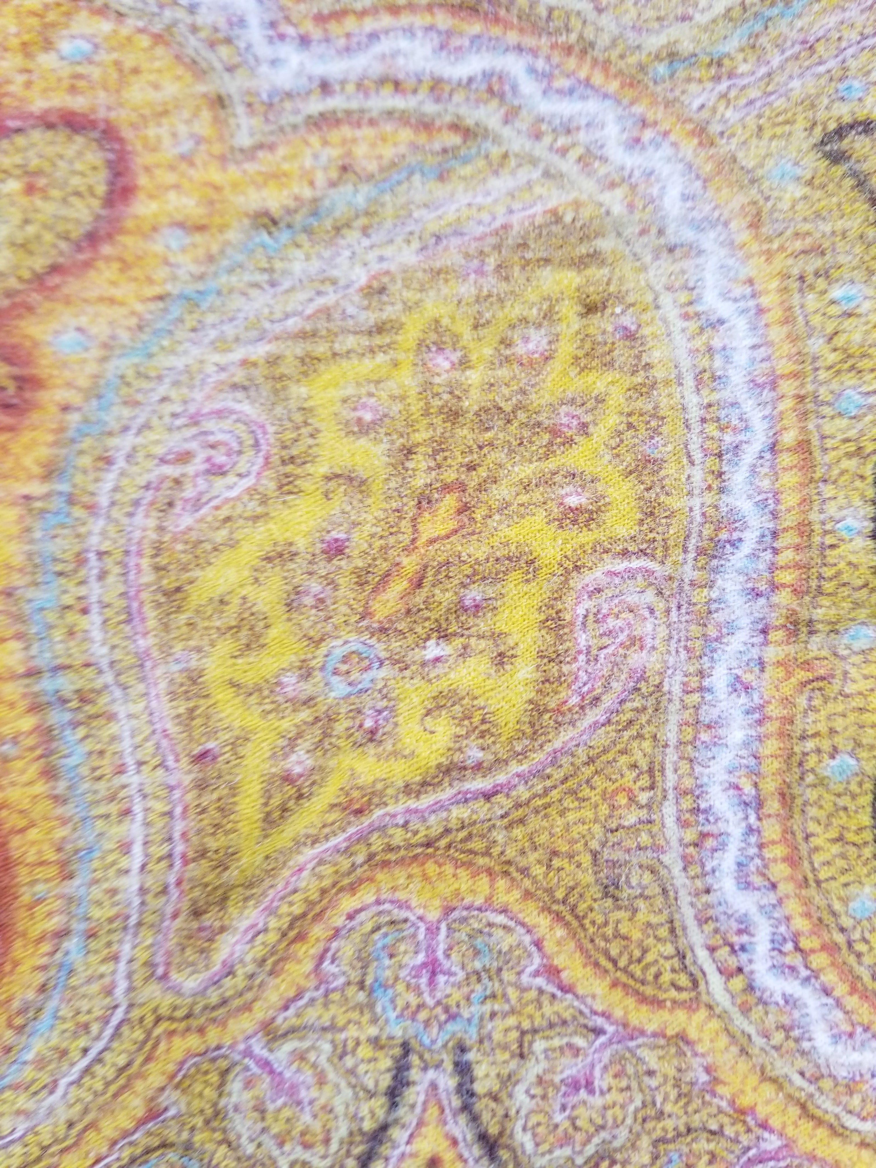 Antique 19thC Victorian Kashmiri Style Paisley Wool Shawl 275x148cm