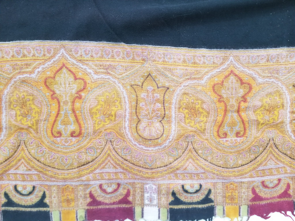 Antique 19thC Victorian Kashmiri Style Paisley Wool Shawl 275x148cm