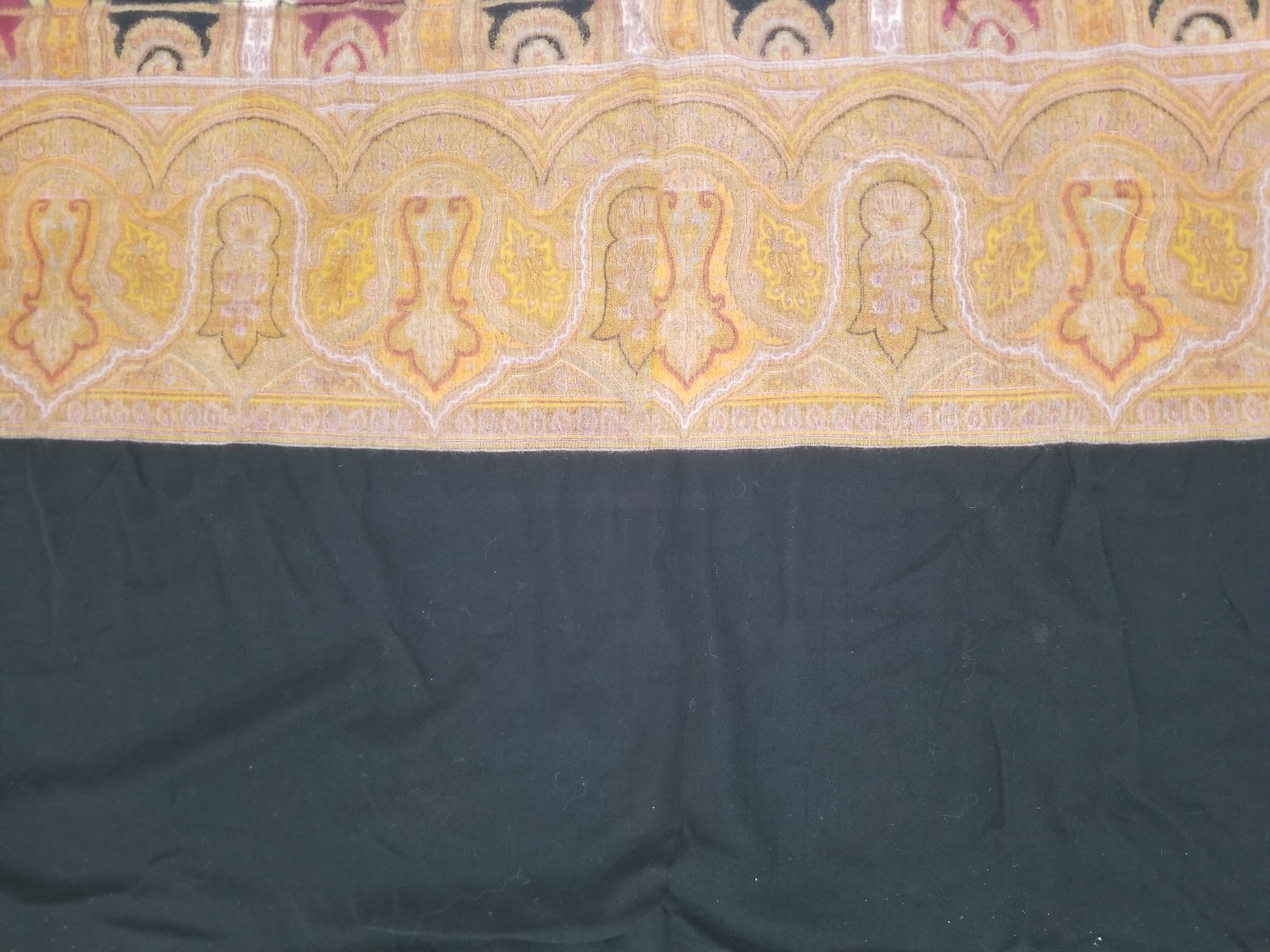 Antique 19thC Victorian Kashmiri Style Paisley Wool Shawl 275x148cm