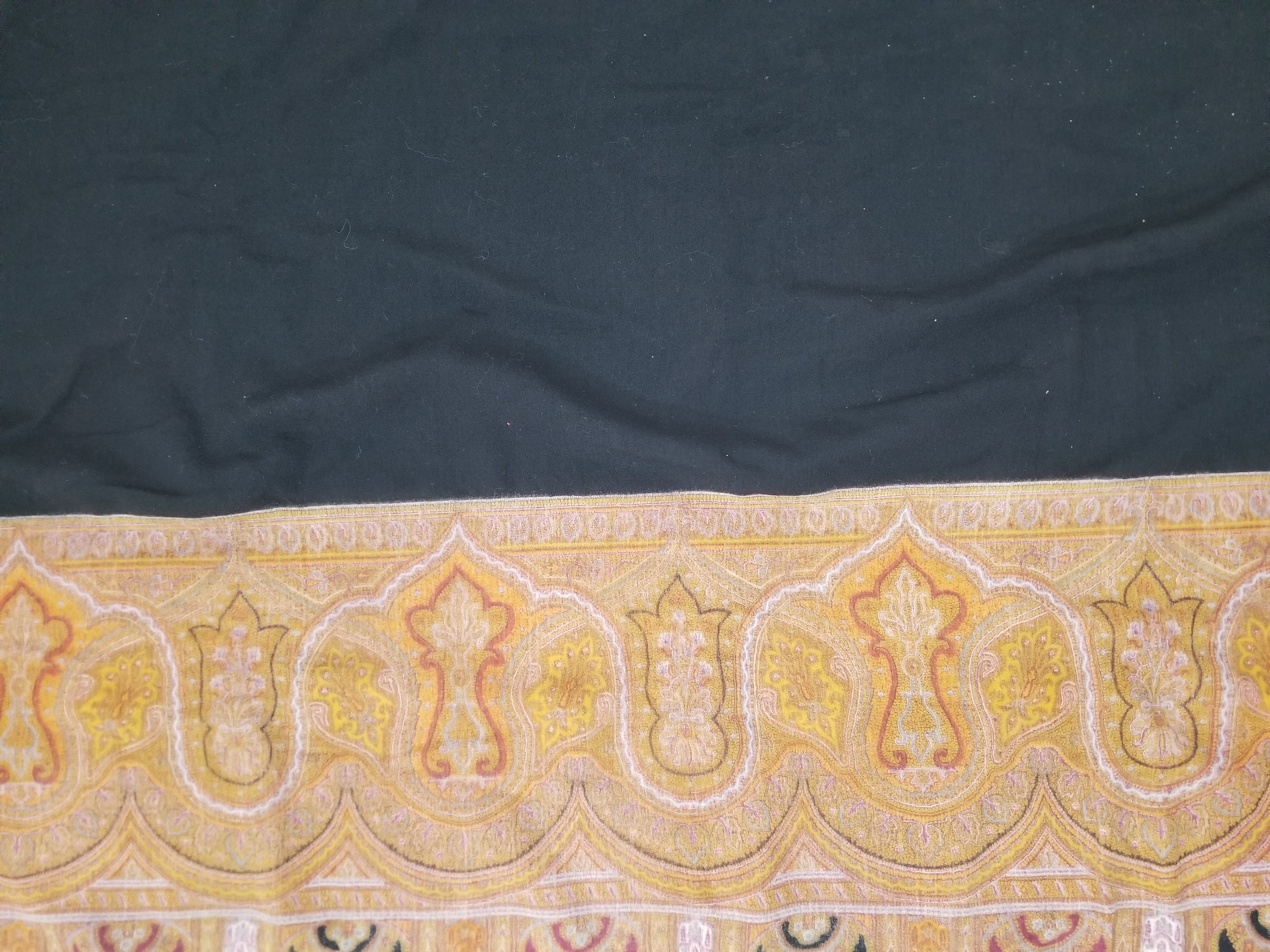 Antique 19thC Victorian Kashmiri Style Paisley Wool Shawl 275x148cm