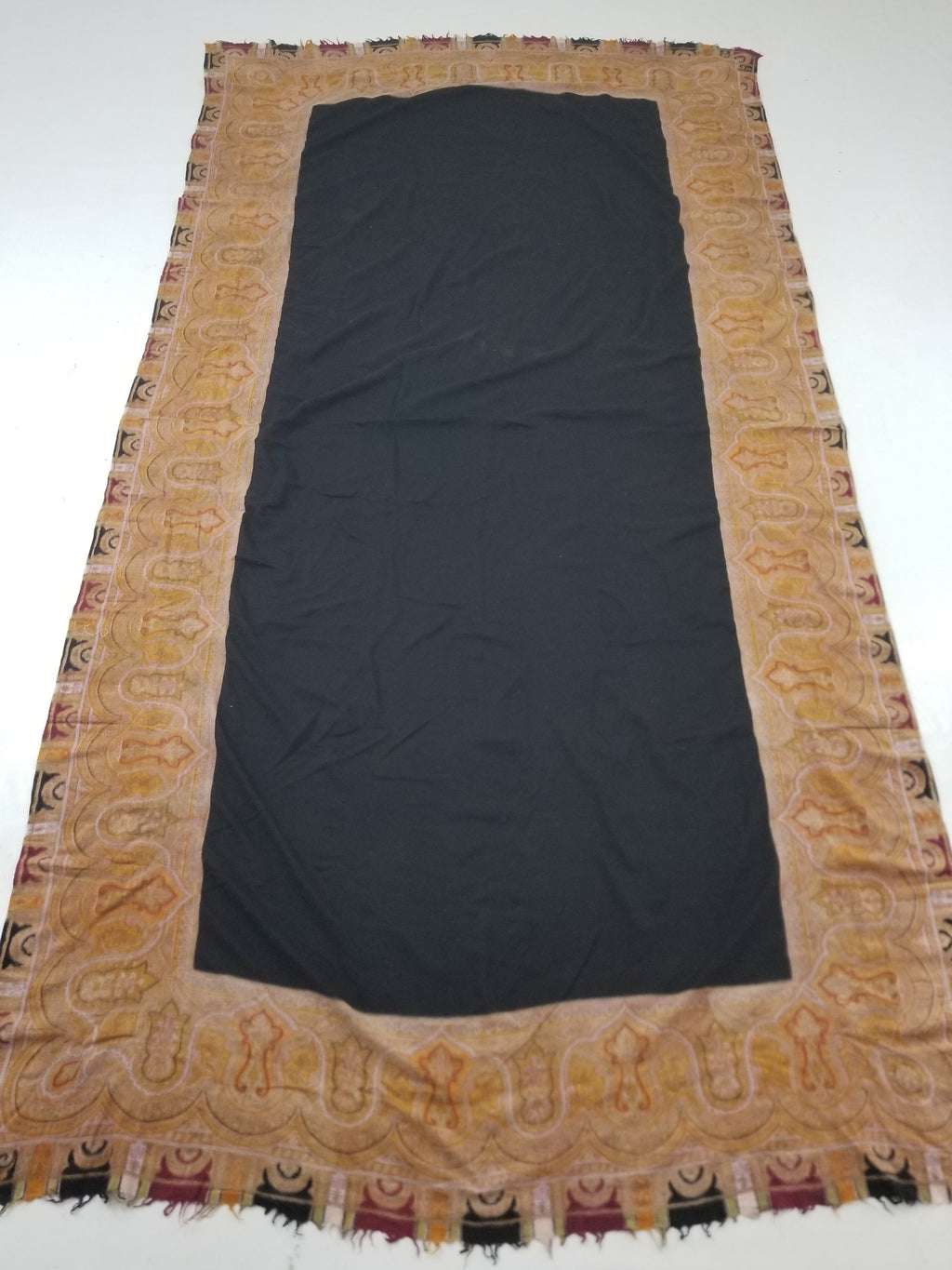 Antique 19thC Victorian Kashmiri Style Paisley Wool Shawl 275x148cm