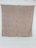 Antique Traditional Hand Block Printed Floral Woolen Shawl 178x173cm