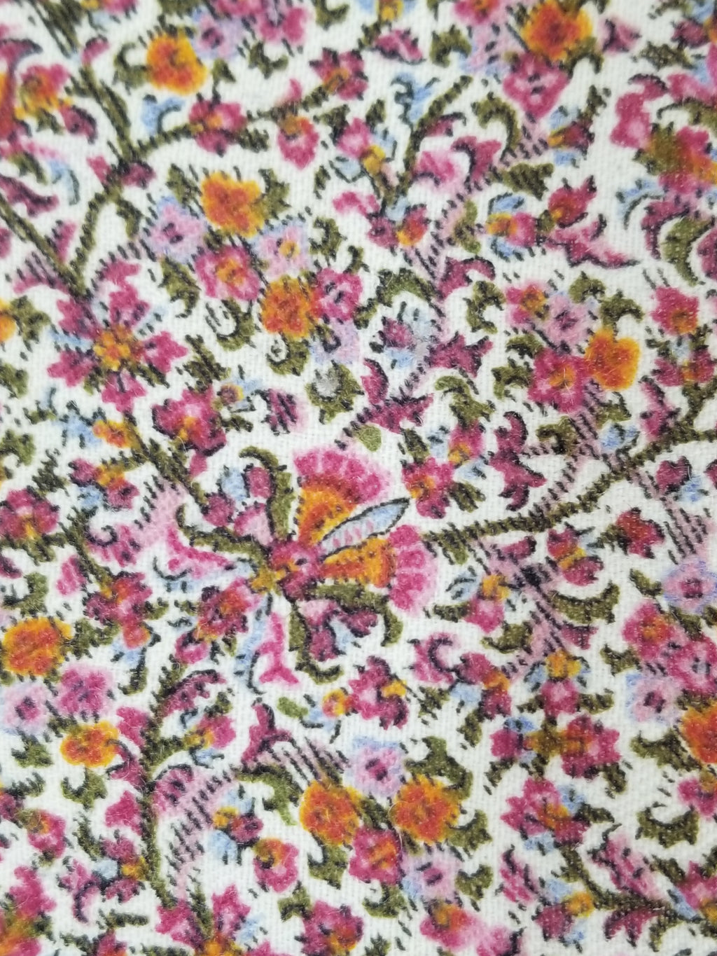 Antique Traditional Hand Block Printed Floral Woolen Shawl 178x173cm