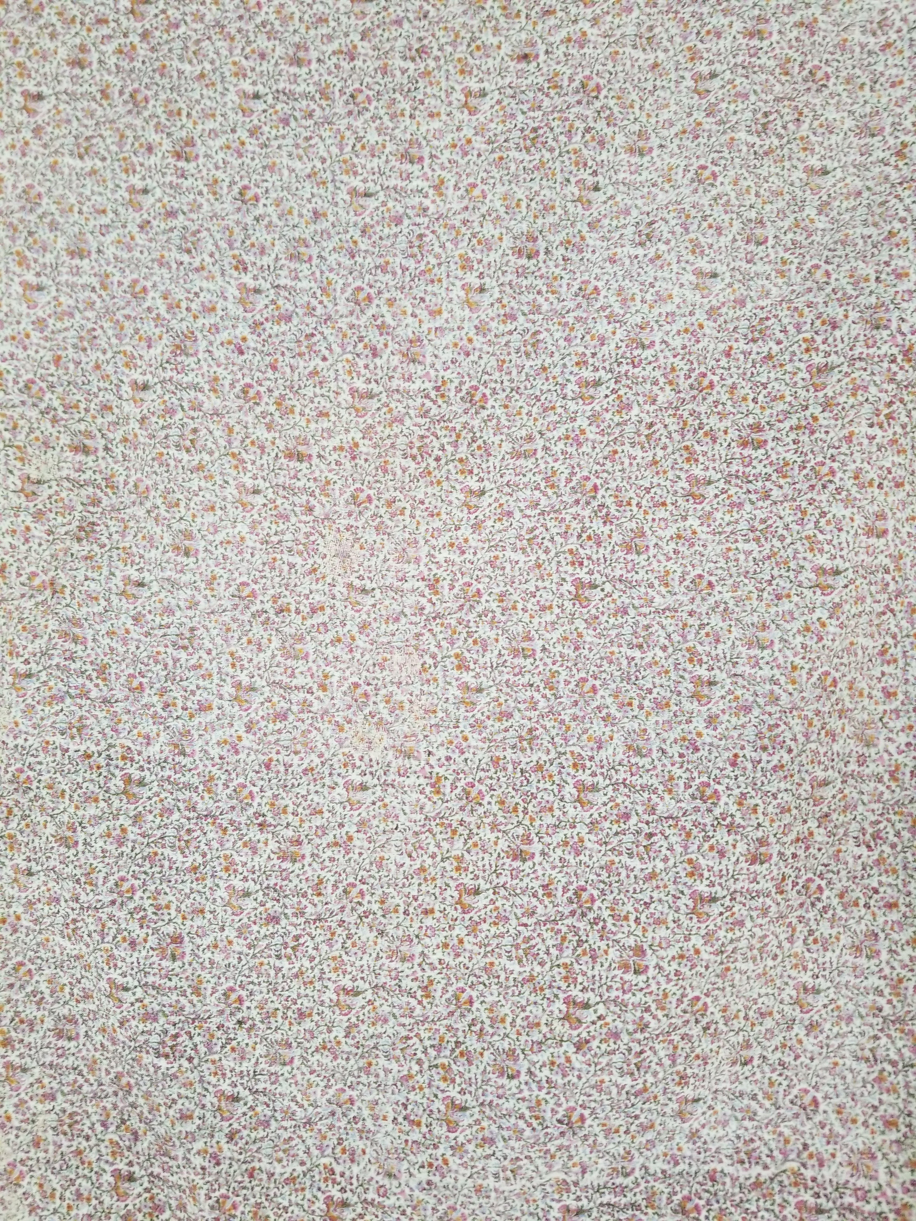 Antique Traditional Hand Block Printed Floral Woolen Shawl 178x173cm