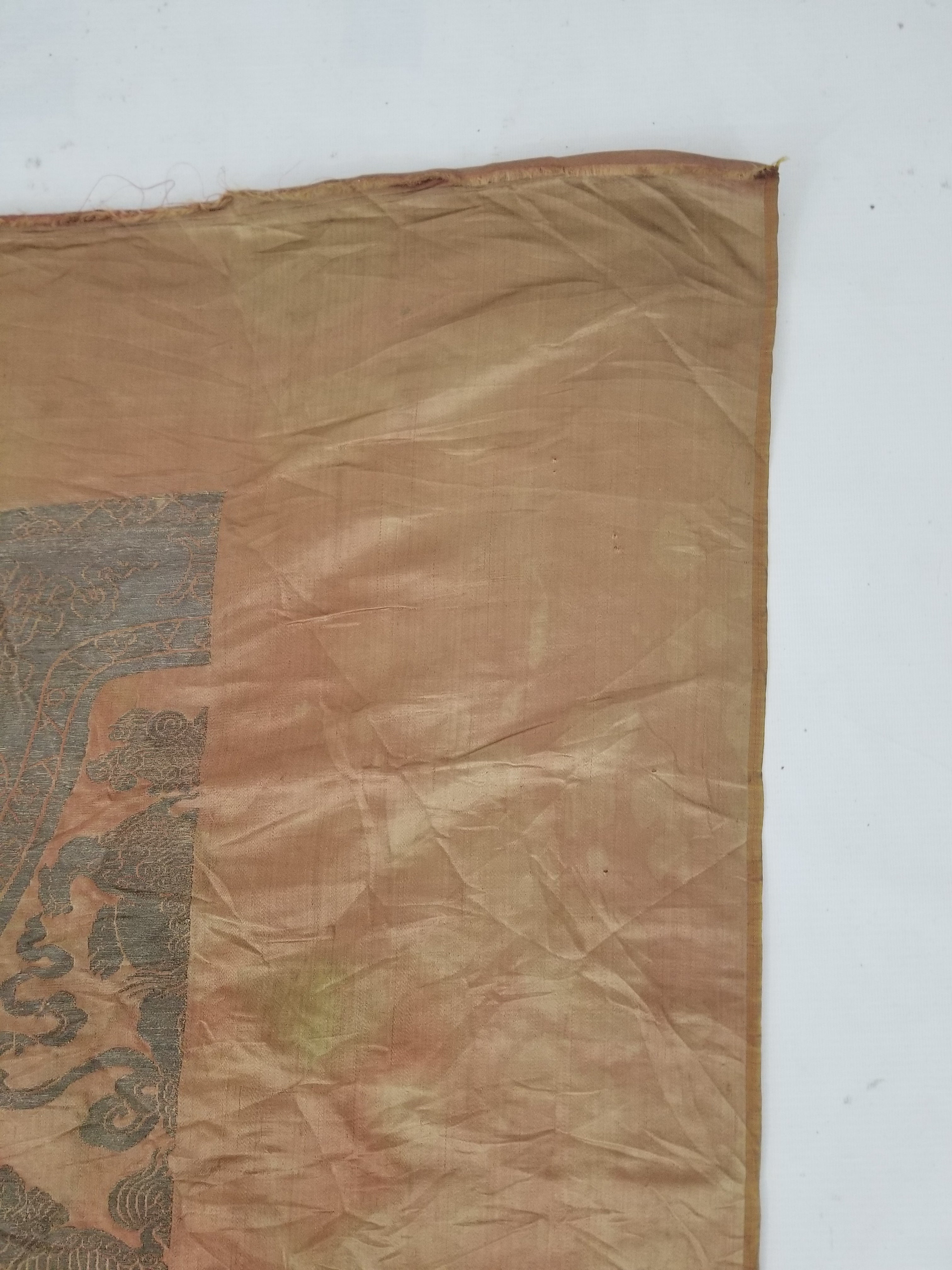 Antique Ming Dyansty Buddhist & Chinese Symbolic Motifs Brocade Textile 315x89cm