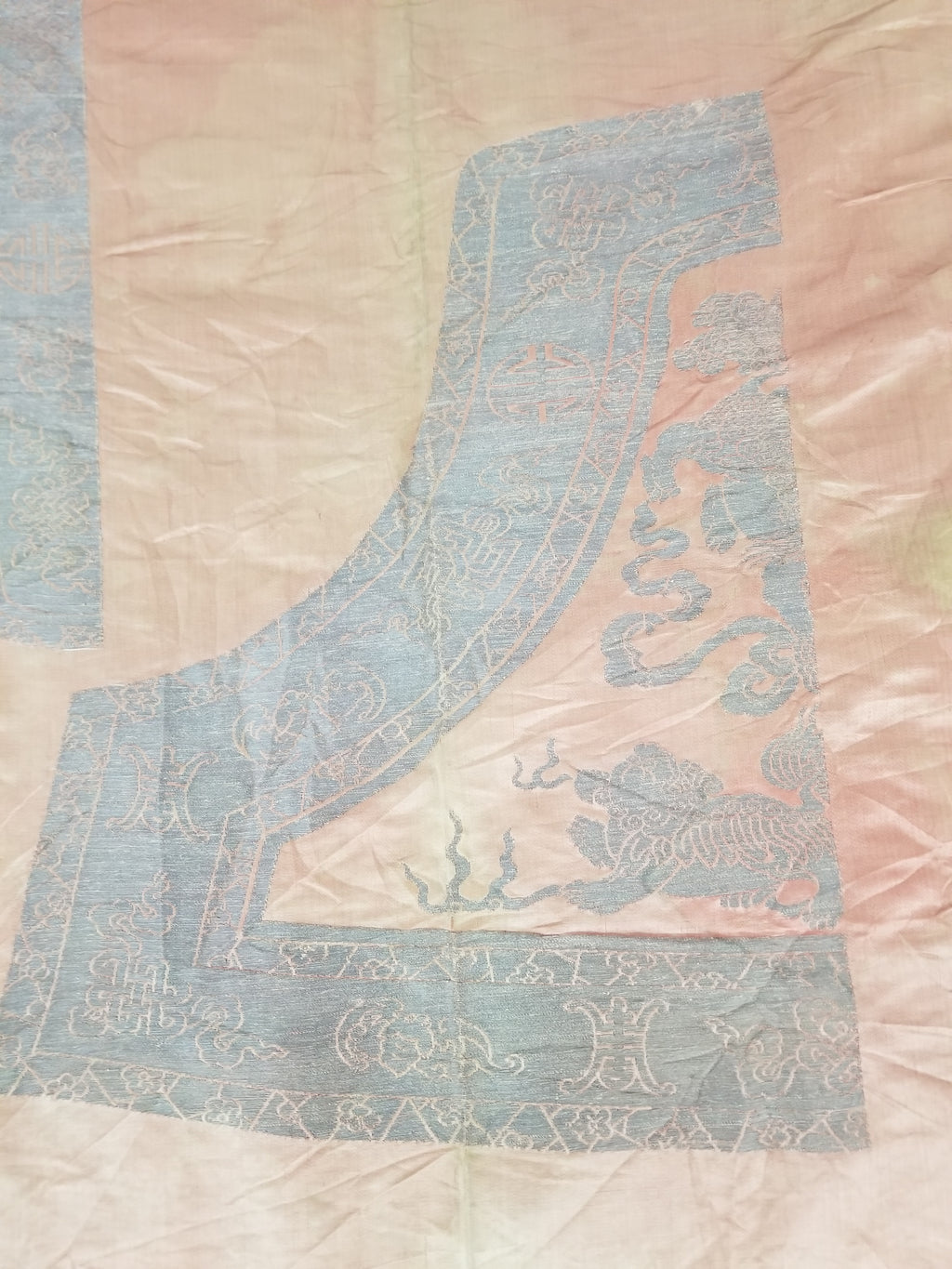 Antique Ming Dyansty Buddhist & Chinese Symbolic Motifs Brocade Textile 315x89cm