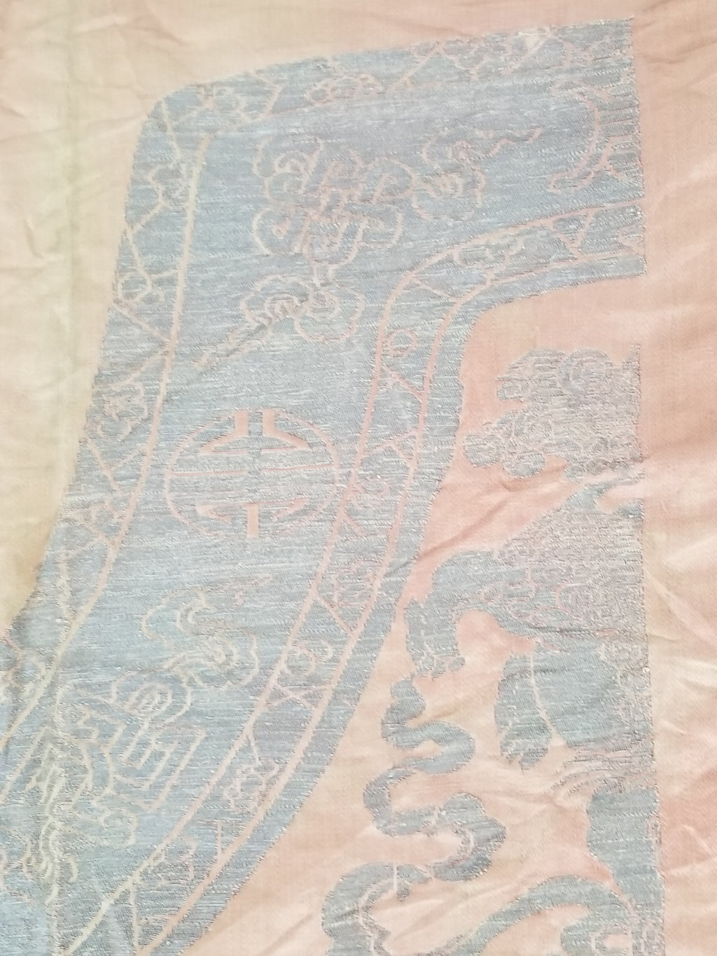 Antique Ming Dyansty Buddhist & Chinese Symbolic Motifs Brocade Textile 315x89cm