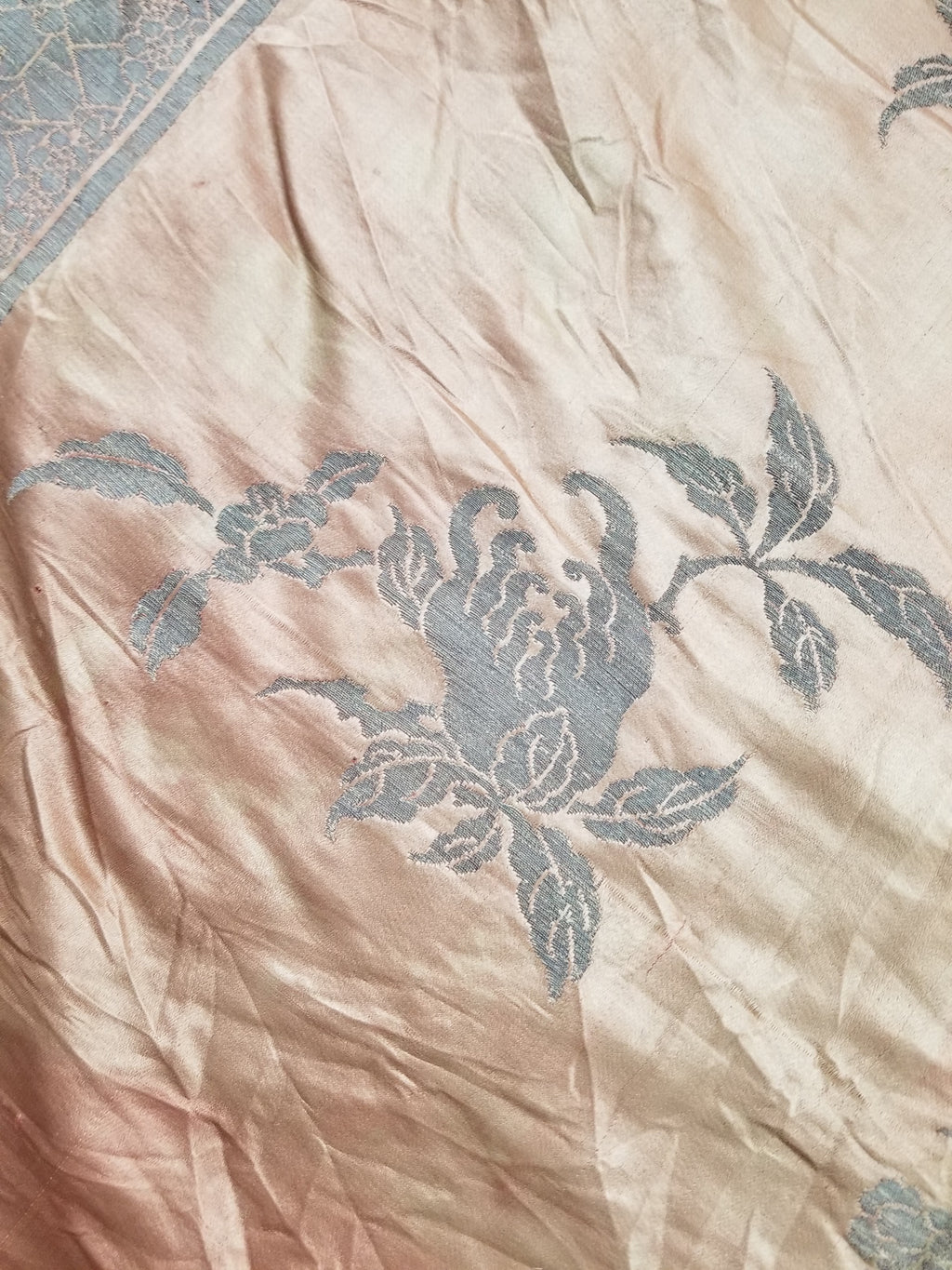 Antique Ming Dyansty Buddhist & Chinese Symbolic Motifs Brocade Textile 315x89cm