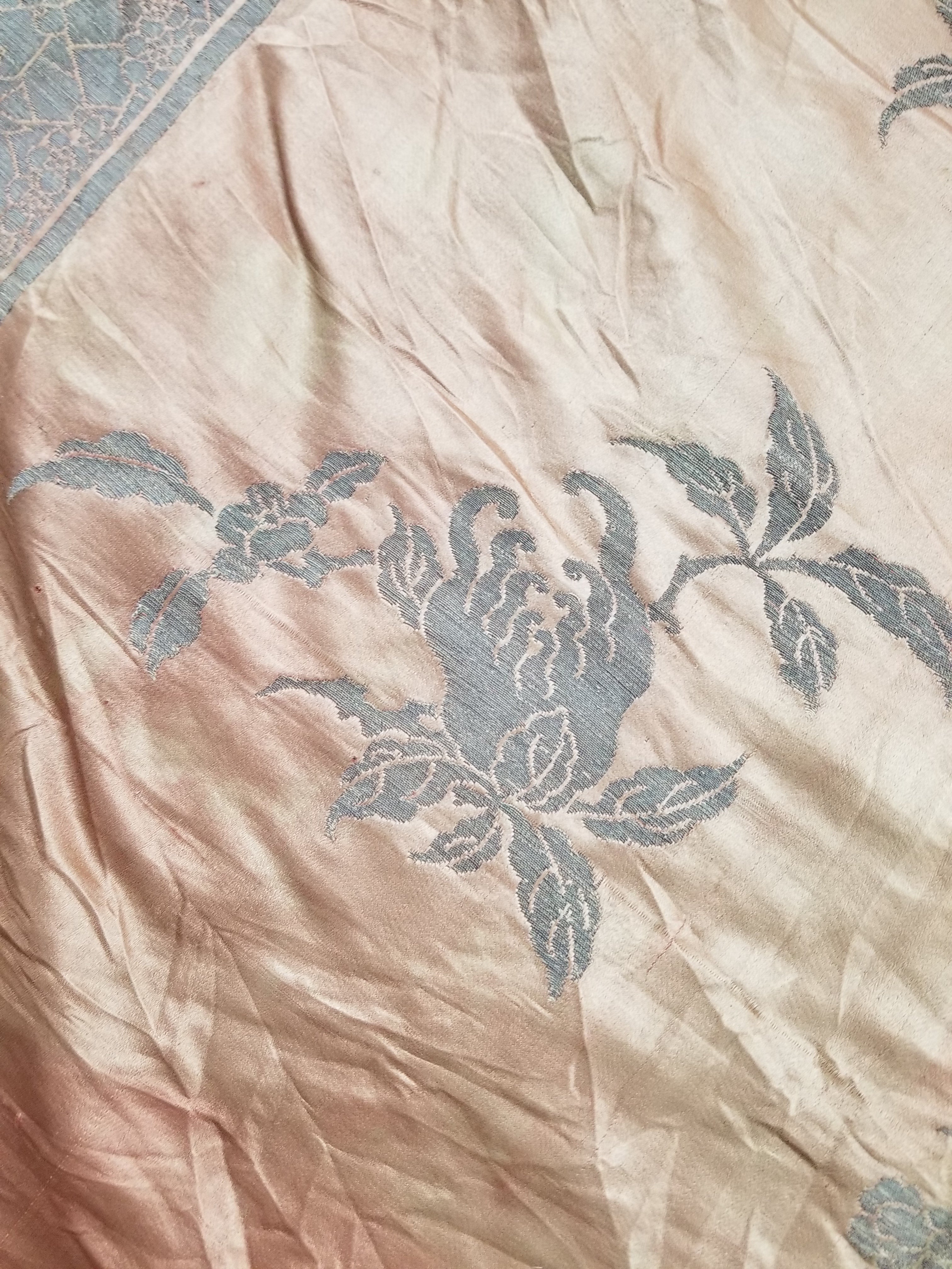Antique Ming Dyansty Buddhist & Chinese Symbolic Motifs Brocade Textile 315x89cm