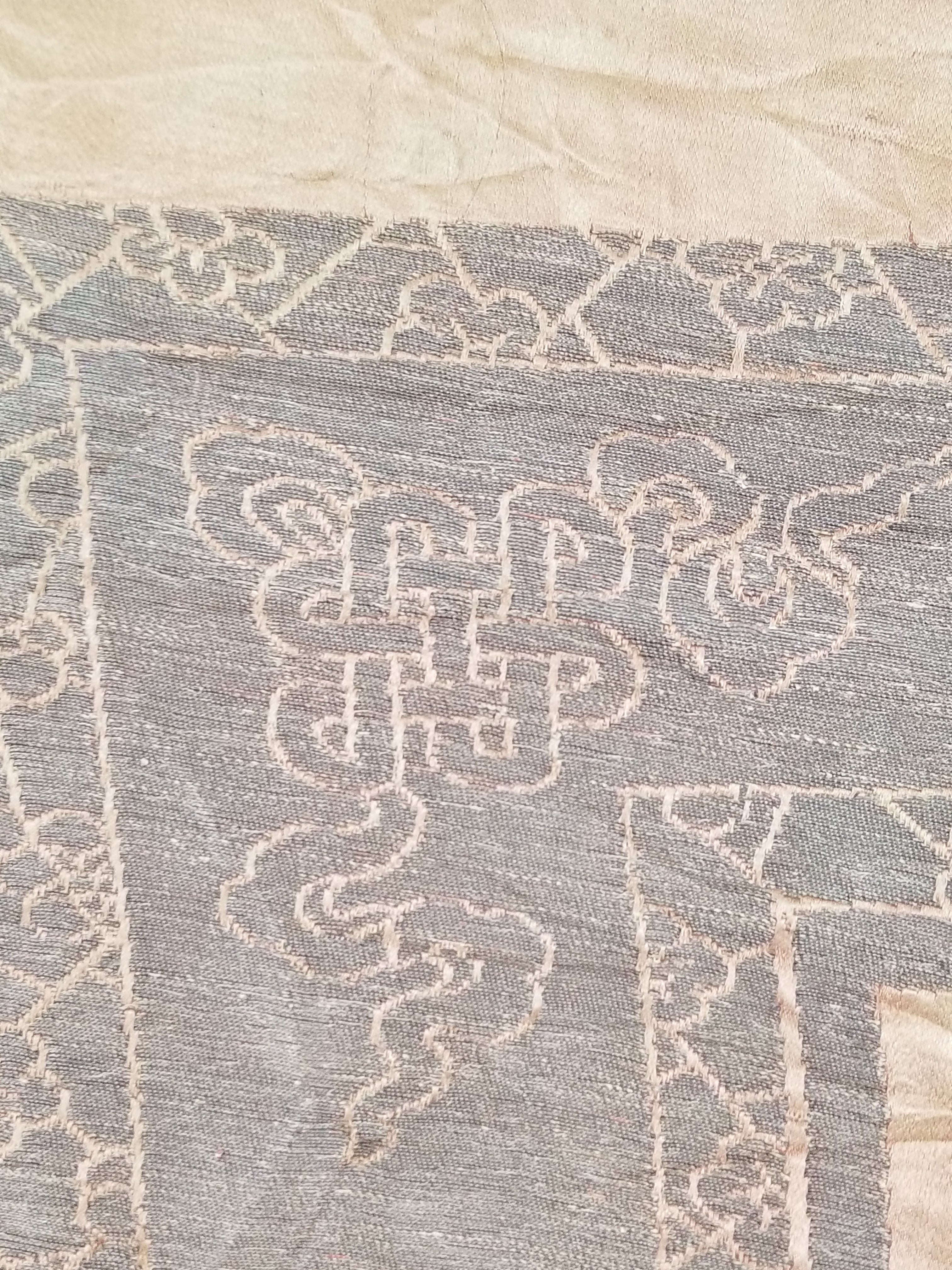 Antique Ming Dyansty Buddhist & Chinese Symbolic Motifs Brocade Textile 315x89cm
