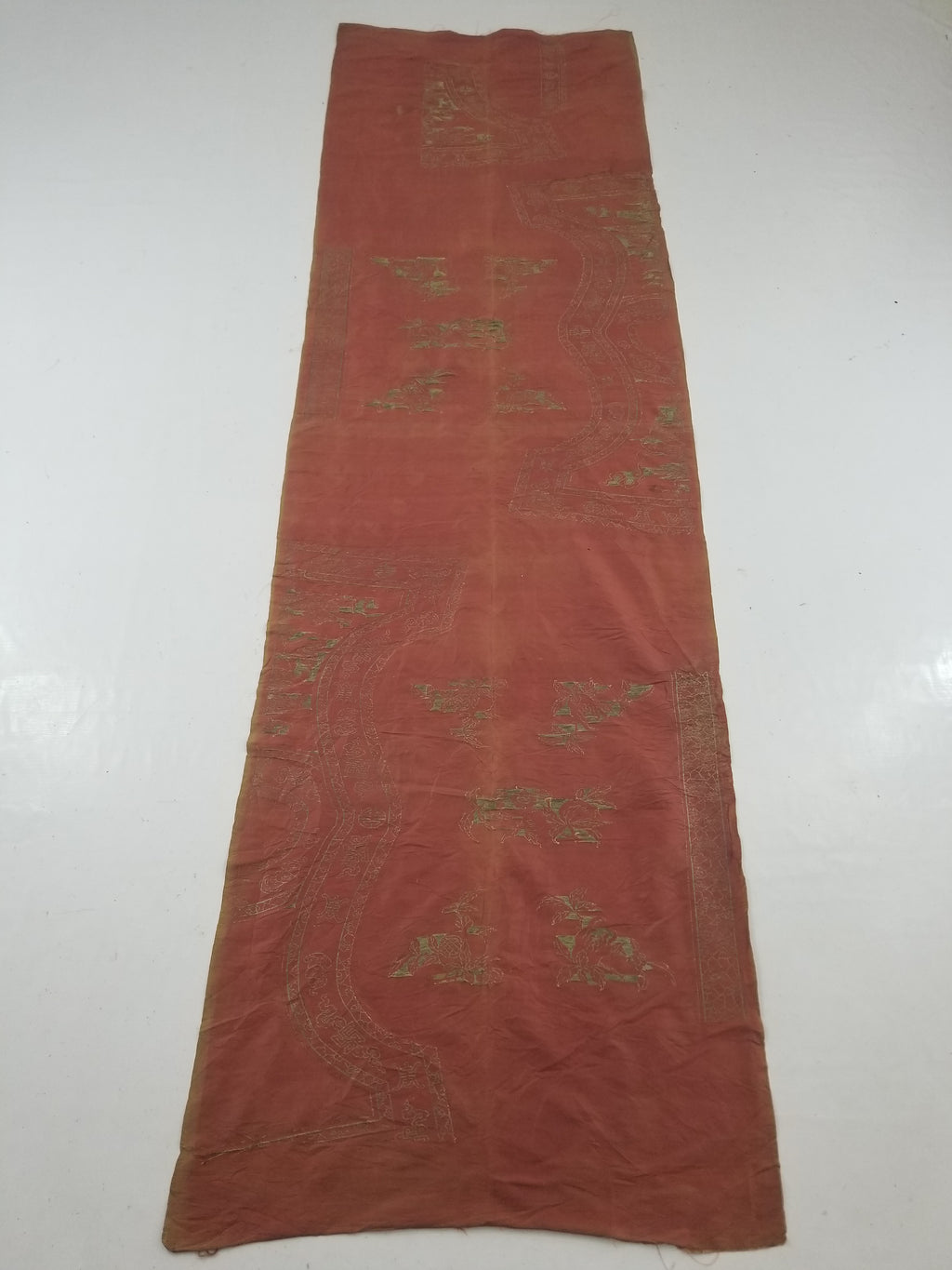 Antique Ming Dyansty Buddhist & Chinese Symbolic Motifs Brocade Textile 315x89cm