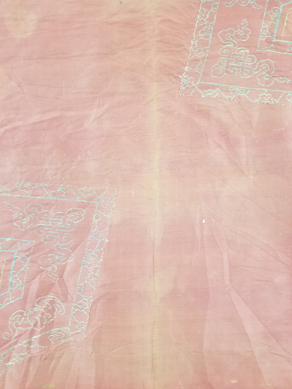 Antique Ming Dyansty Buddhist & Chinese Symbolic Motifs Brocade Textile 315x89cm