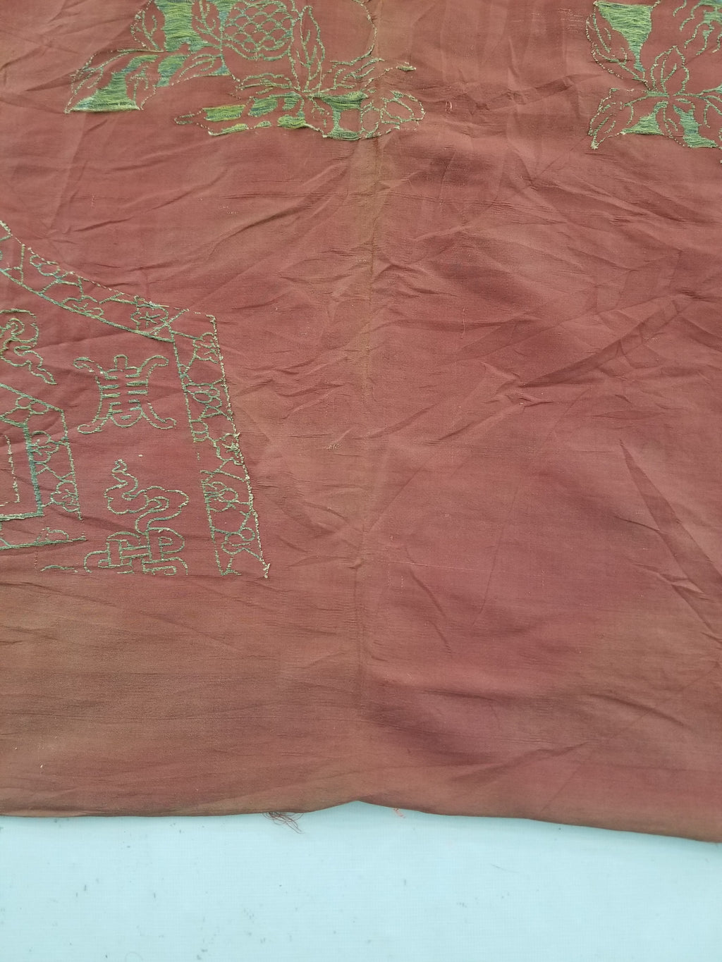 Antique Ming Dyansty Buddhist & Chinese Symbolic Motifs Brocade Textile 315x89cm