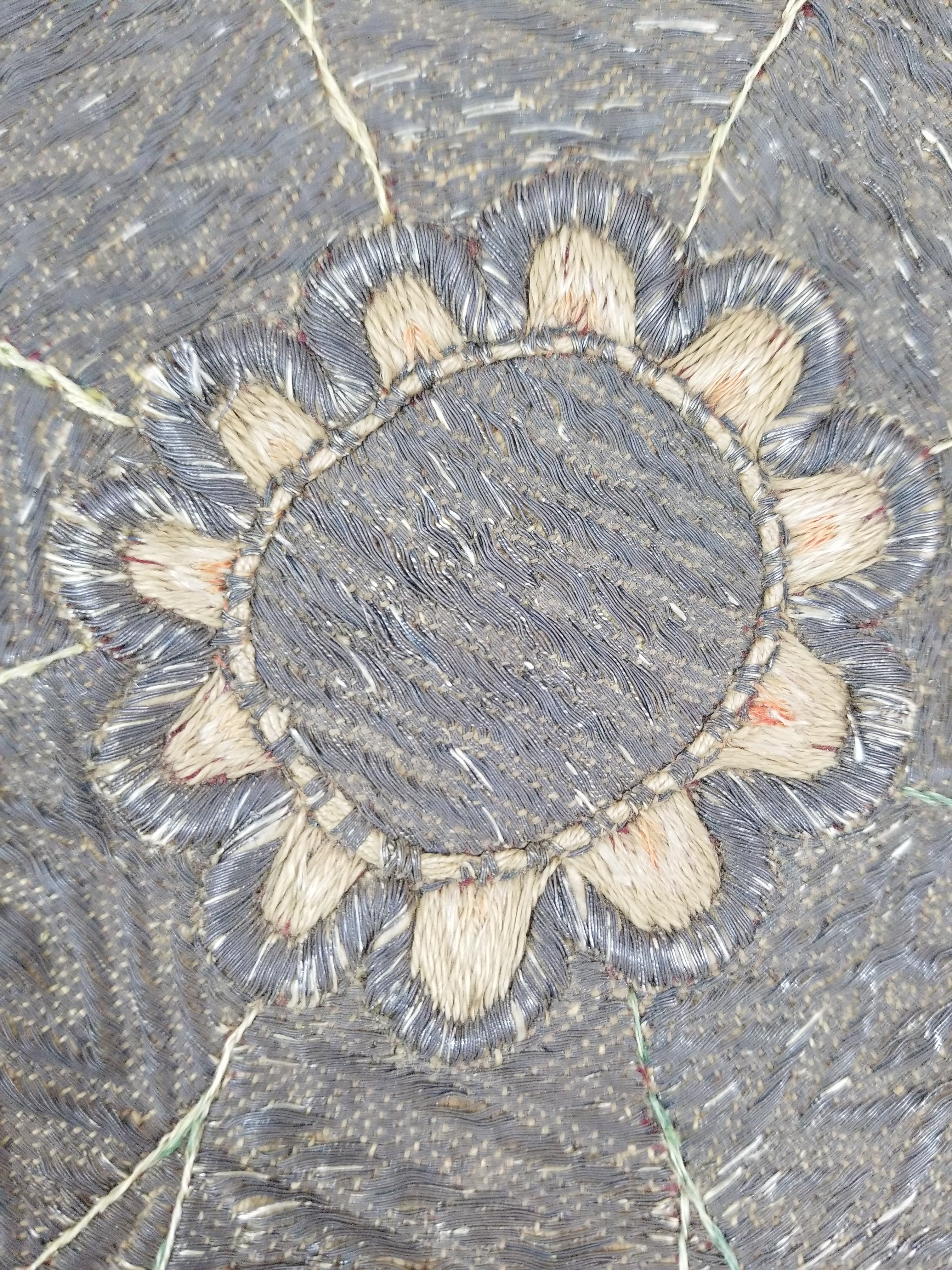 Antique Ottoman Silver Metallic Embroidered Velvet Tapestry Panel 47x46cm
