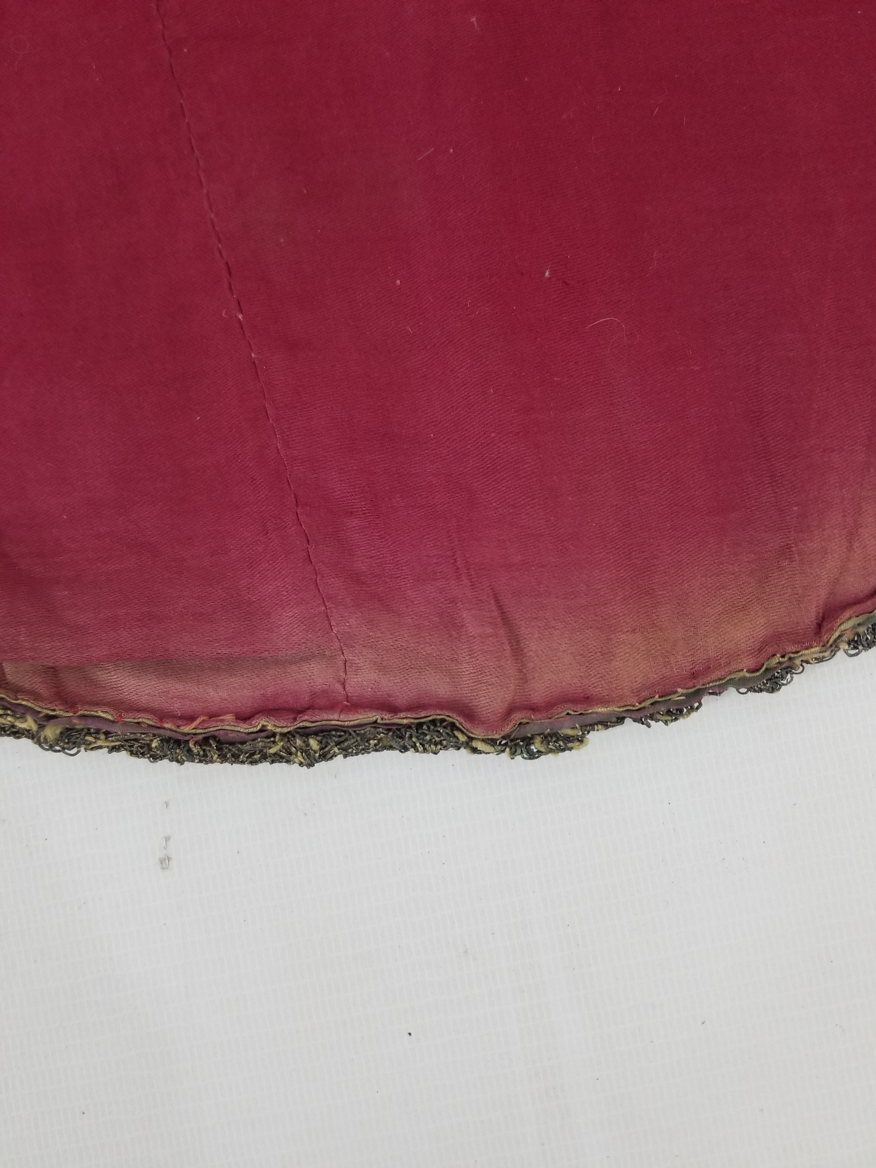 Antique Ottoman Silver Metallic Embroidered Velvet Tapestry Panel 47x46cm