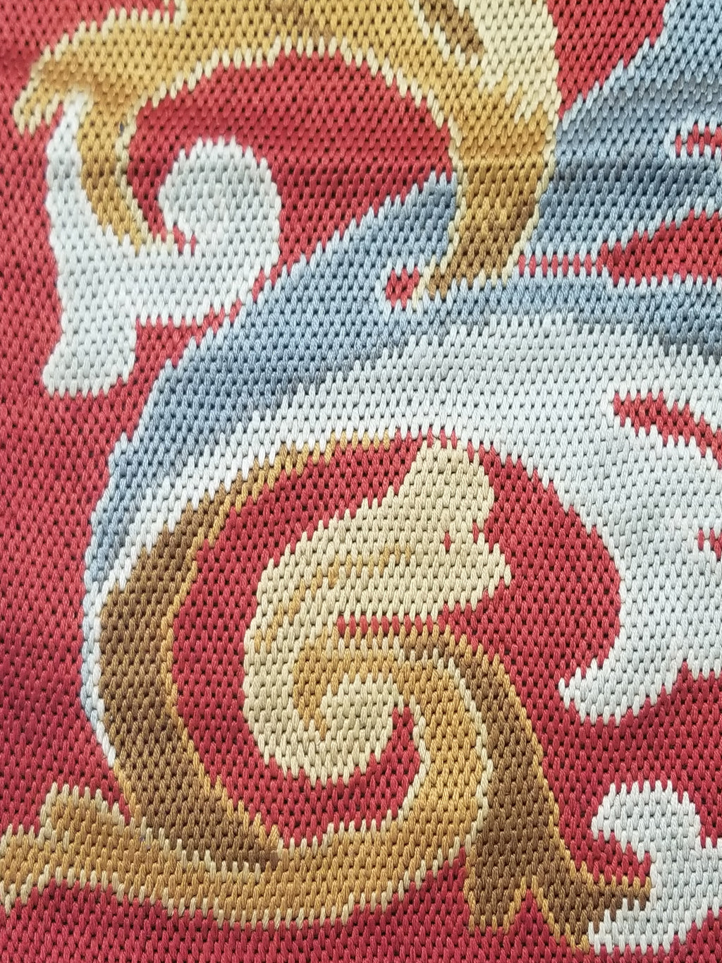 Antique French Handmade Foliate Scroll Pattern Tapestry Border 167x105cm