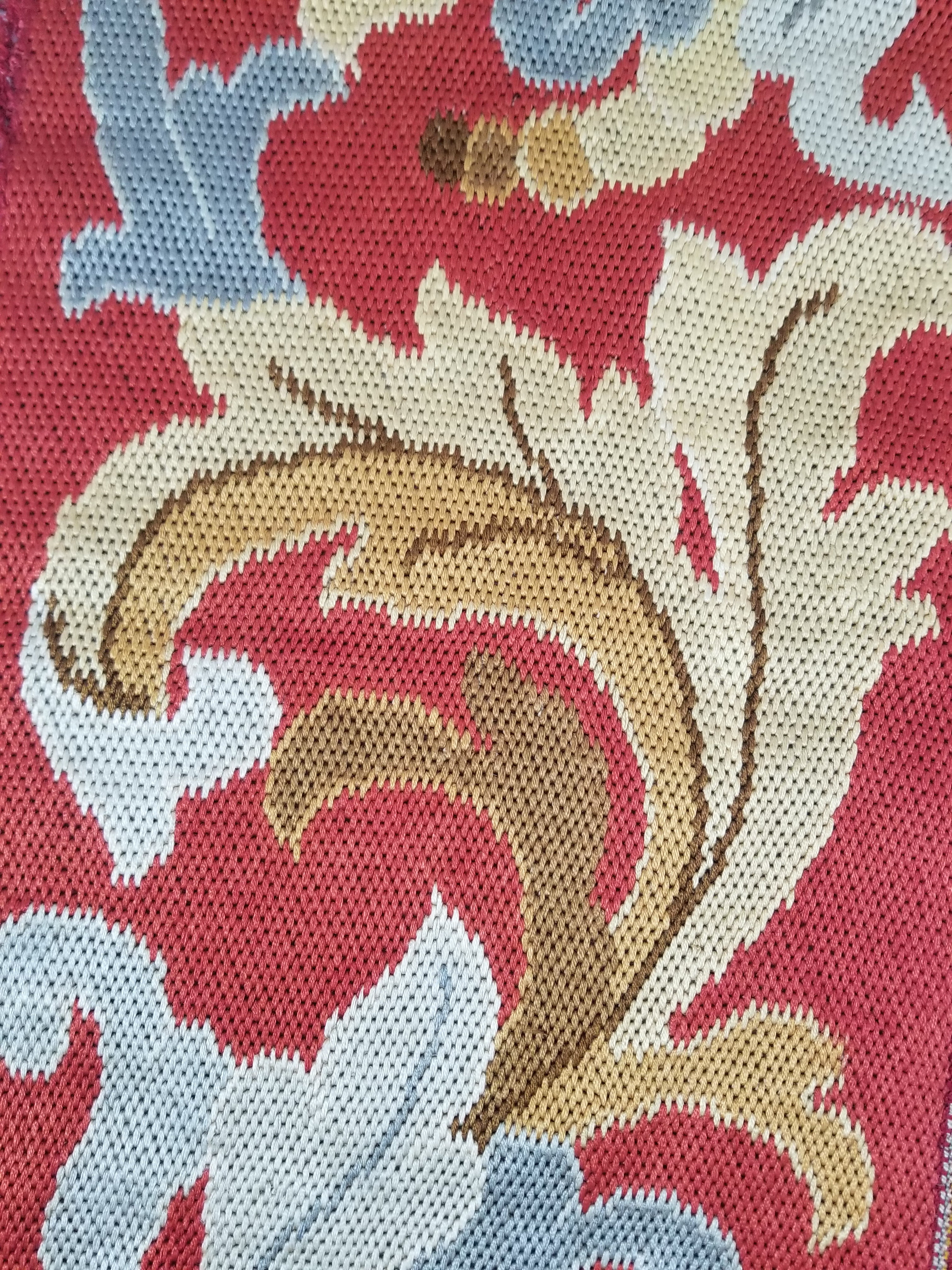 Antique French Handmade Foliate Scroll Pattern Tapestry Border 167x105cm