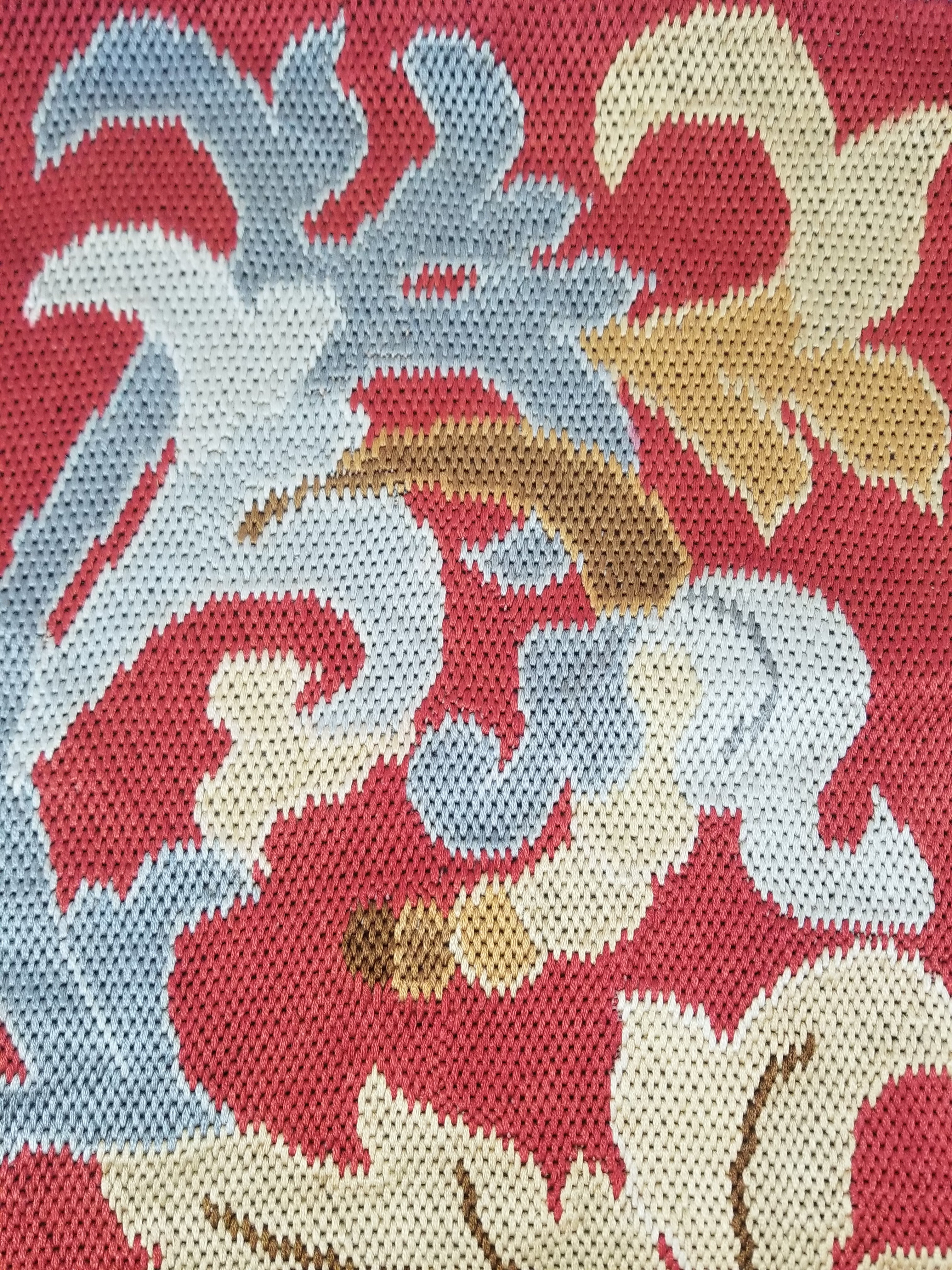 Antique French Handmade Foliate Scroll Pattern Tapestry Border 167x105cm