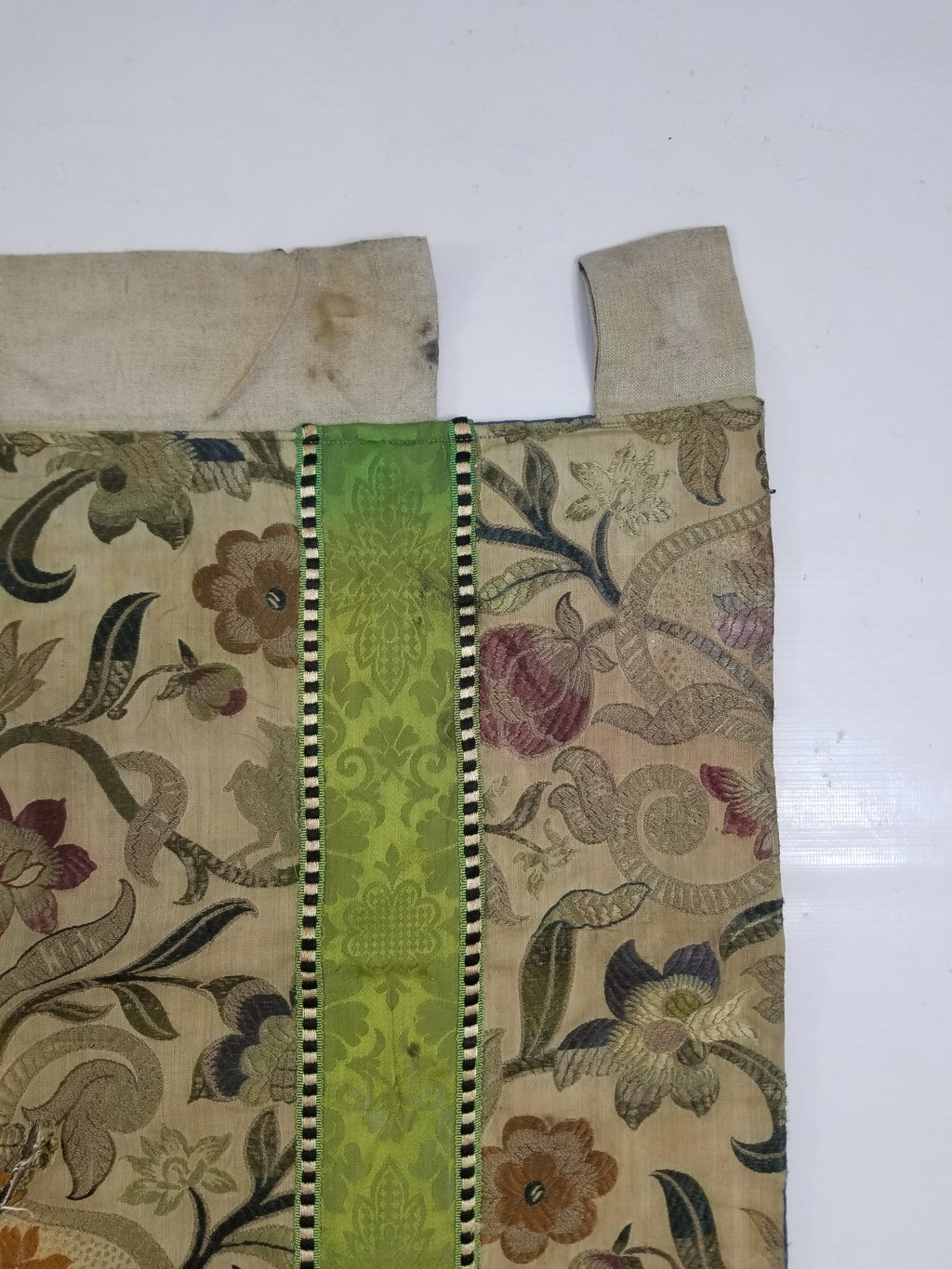 Antique Woven Brocade & Jacquard Altar Cloth with Stylized Floral Motifs 208x92c