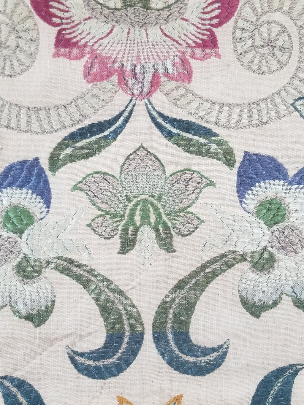 Antique Woven Brocade & Jacquard Altar Cloth with Stylized Floral Motifs 208x92c
