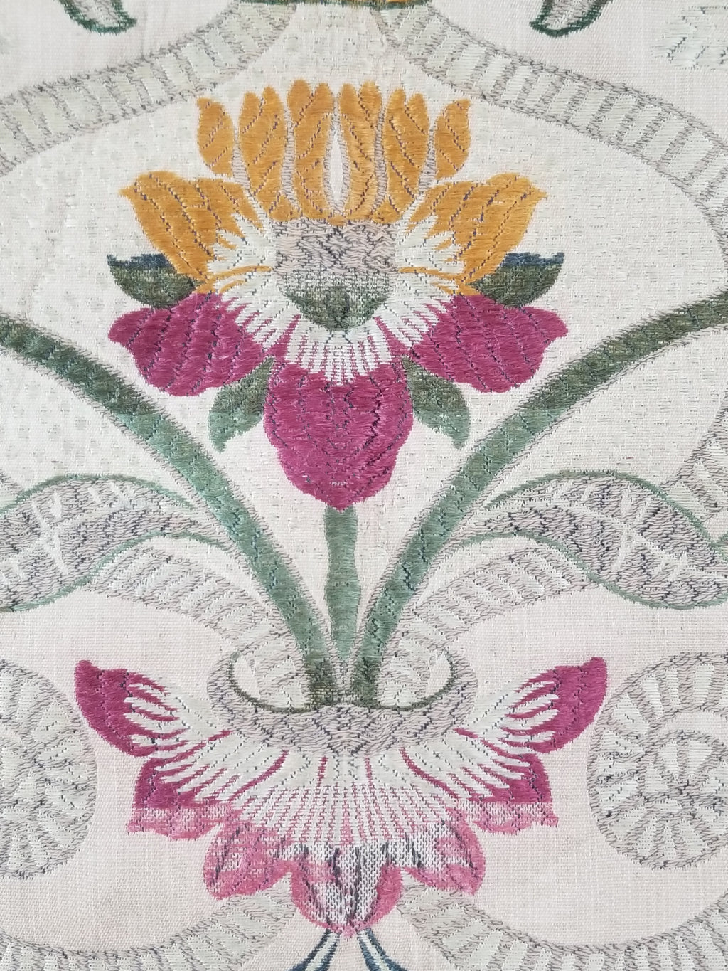Antique Woven Brocade & Jacquard Altar Cloth with Stylized Floral Motifs 208x92c
