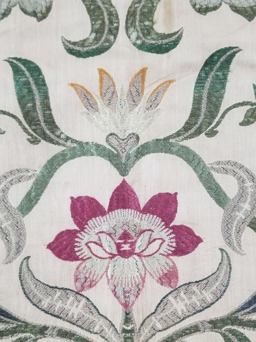 Antique Woven Brocade & Jacquard Altar Cloth with Stylized Floral Motifs 208x92c