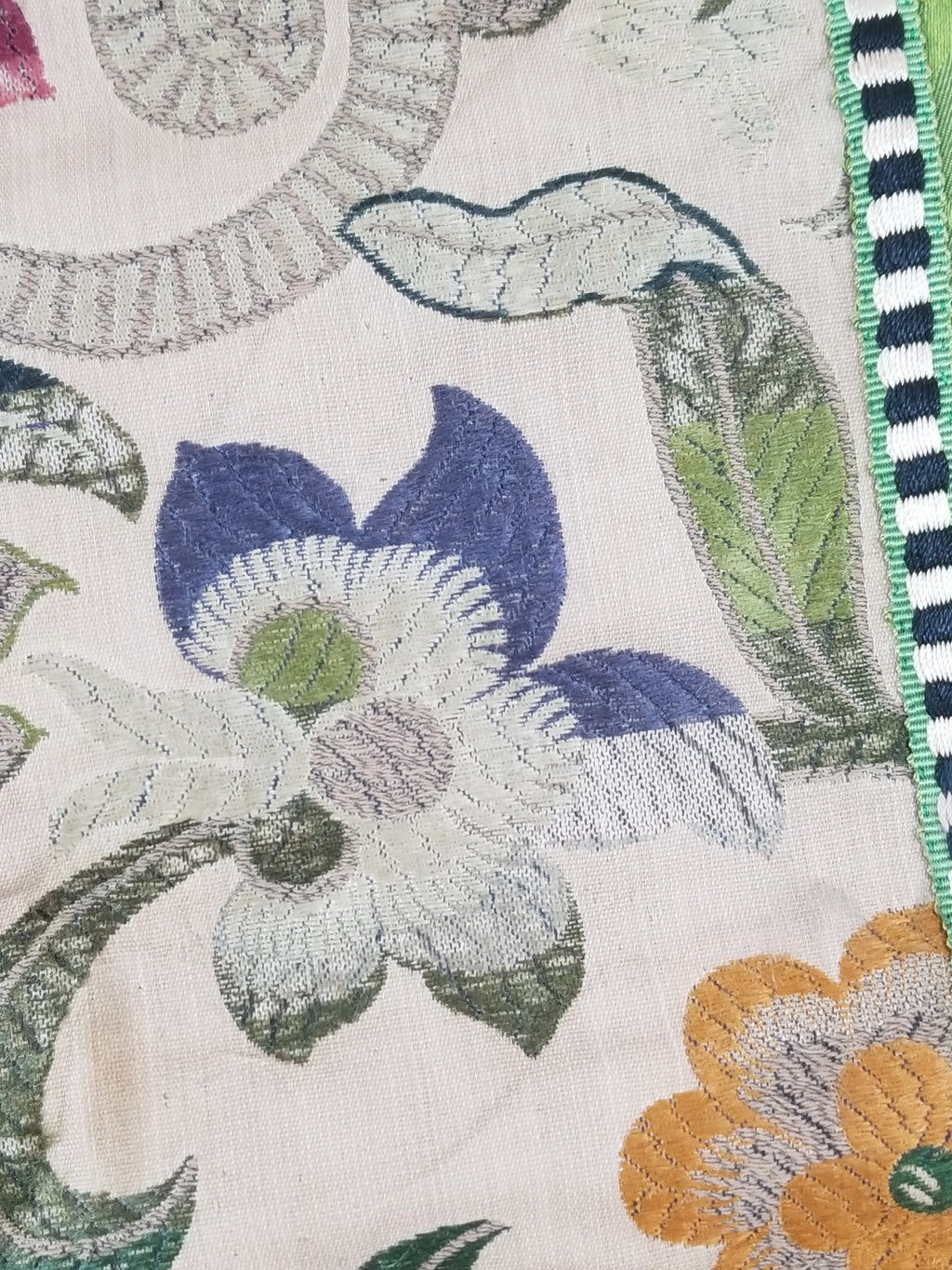 Antique Woven Brocade & Jacquard Altar Cloth with Stylized Floral Motifs 208x92c