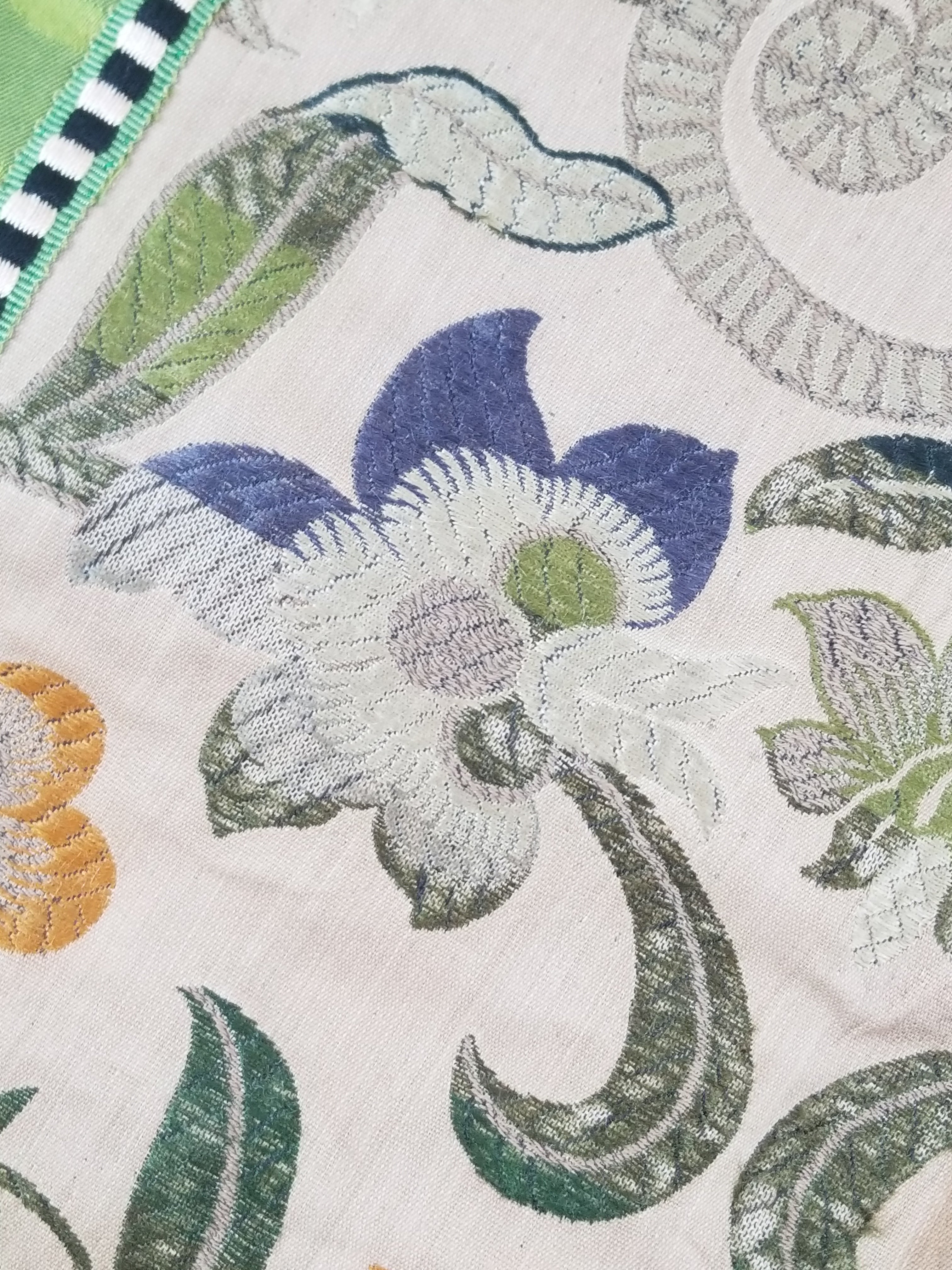 Antique Woven Brocade & Jacquard Altar Cloth with Stylized Floral Motifs 208x92c